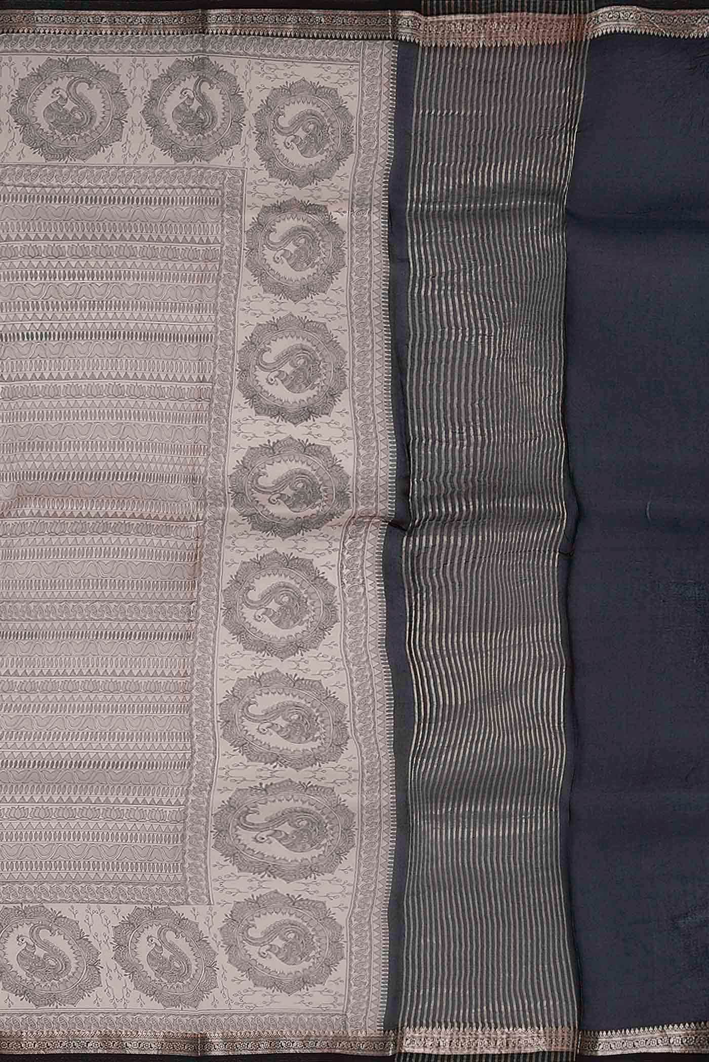 Beige Organza Silk Saree