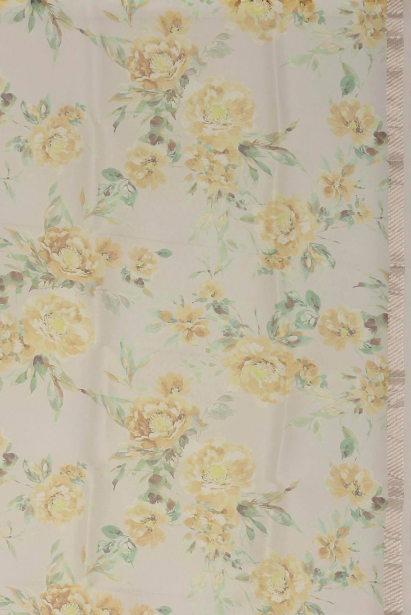 Cream Organza Silk Saree