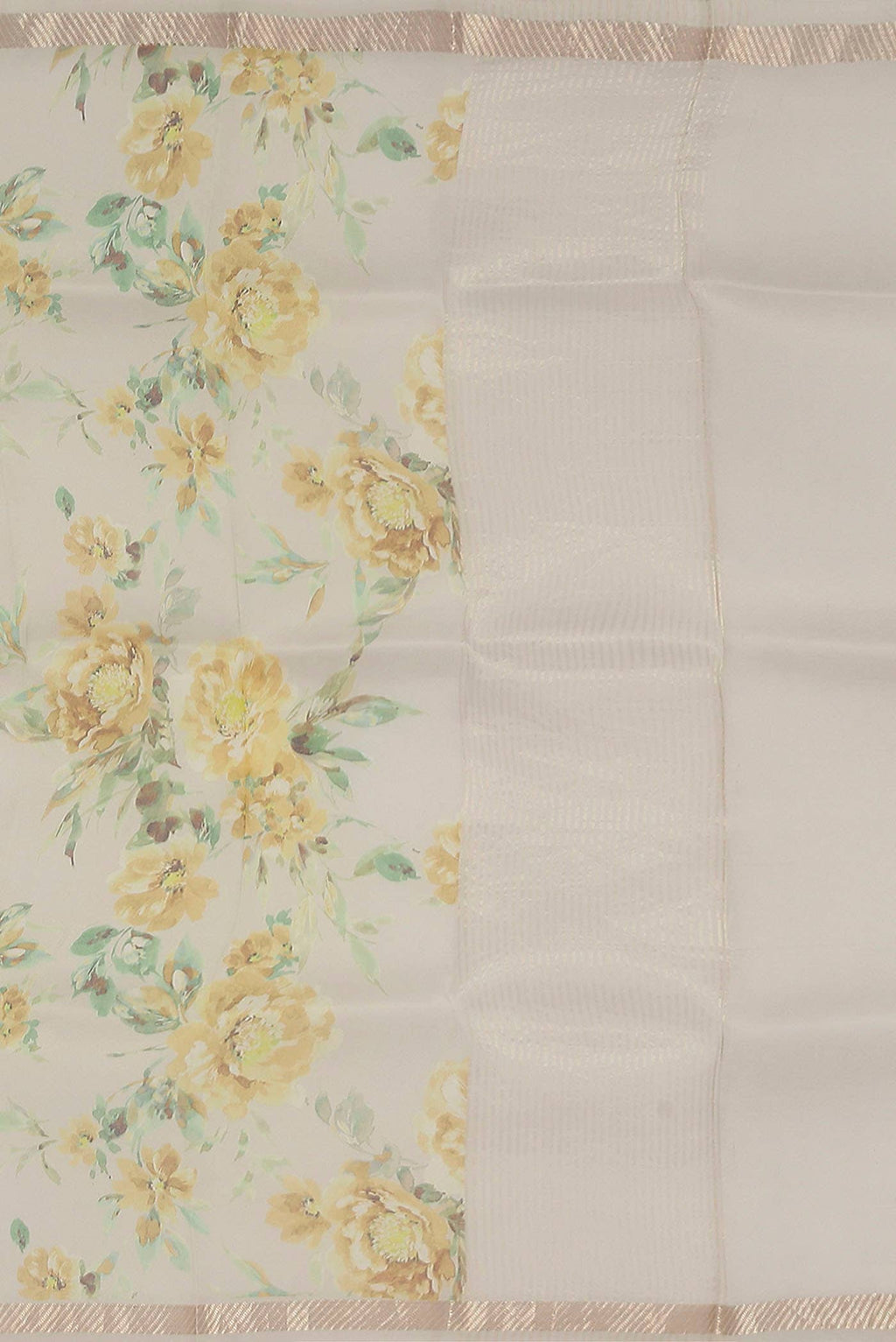 Cream Organza Silk Saree