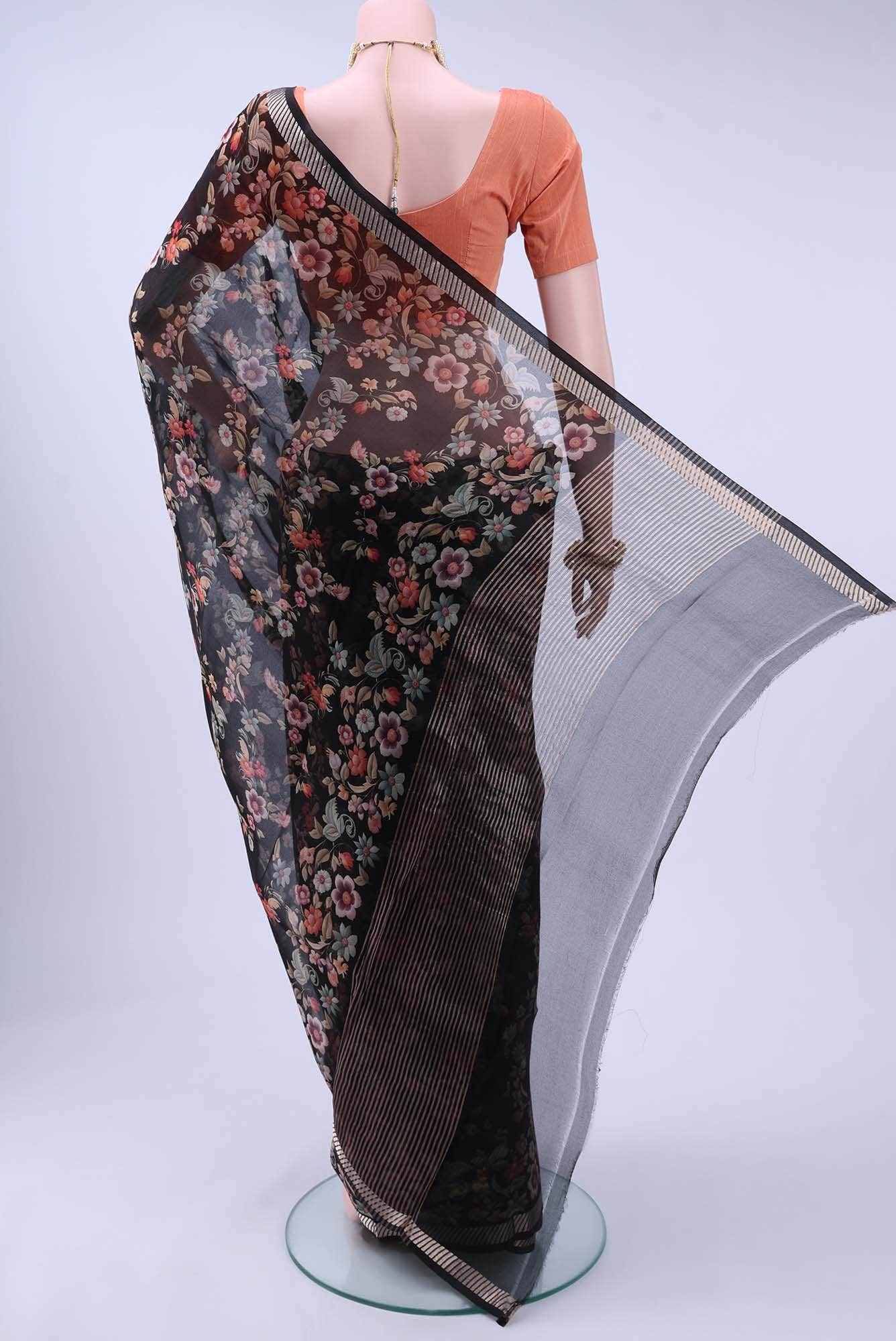 Black Organza Silk Saree
