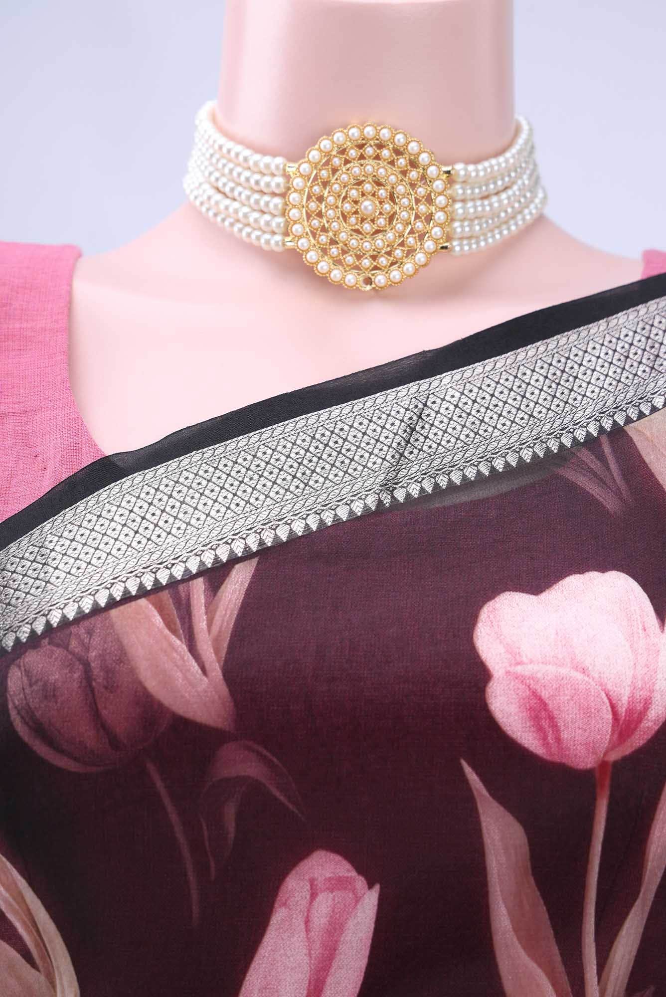 Black Organza Silk Saree