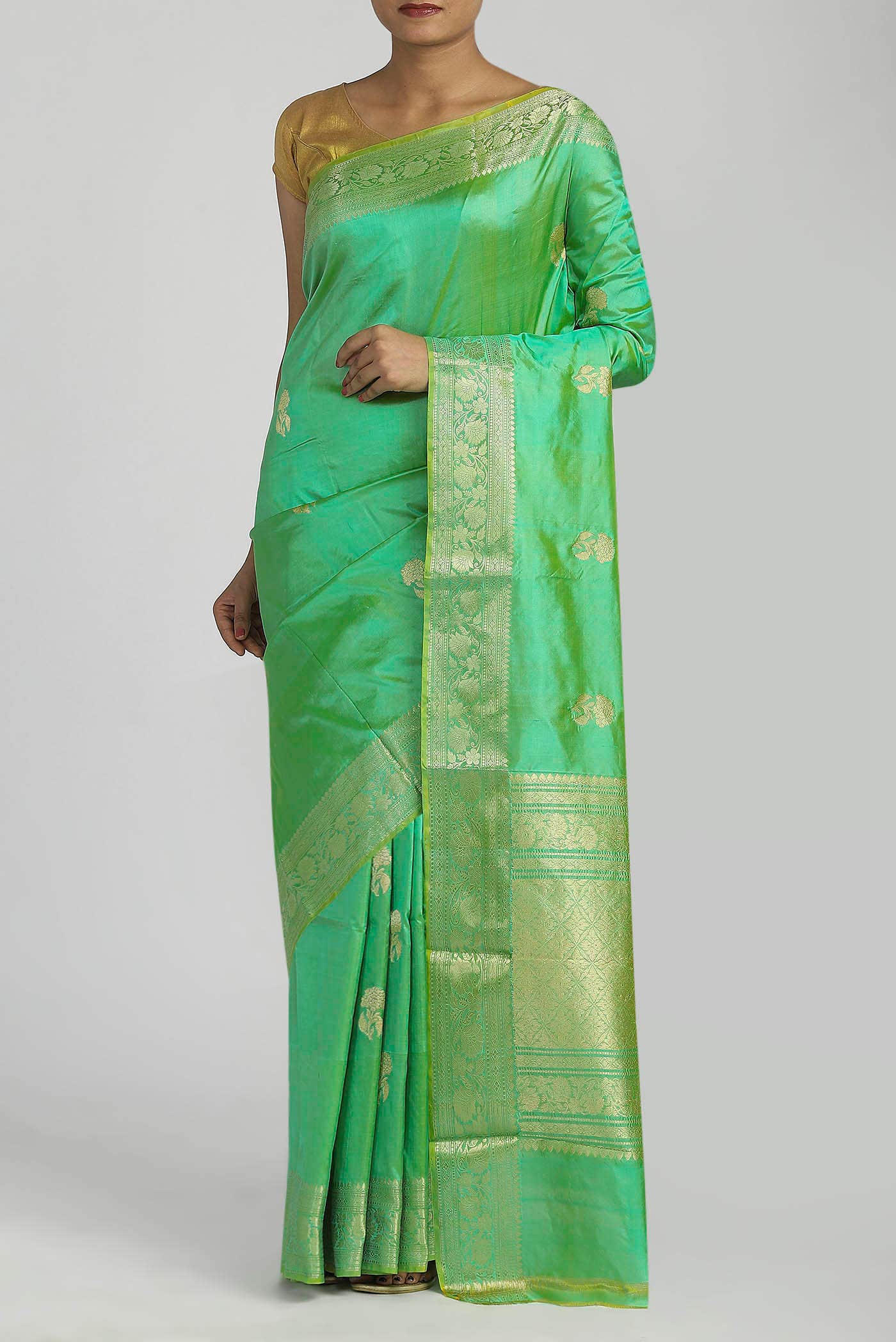 Green Banarasi Katan Silk Saree
