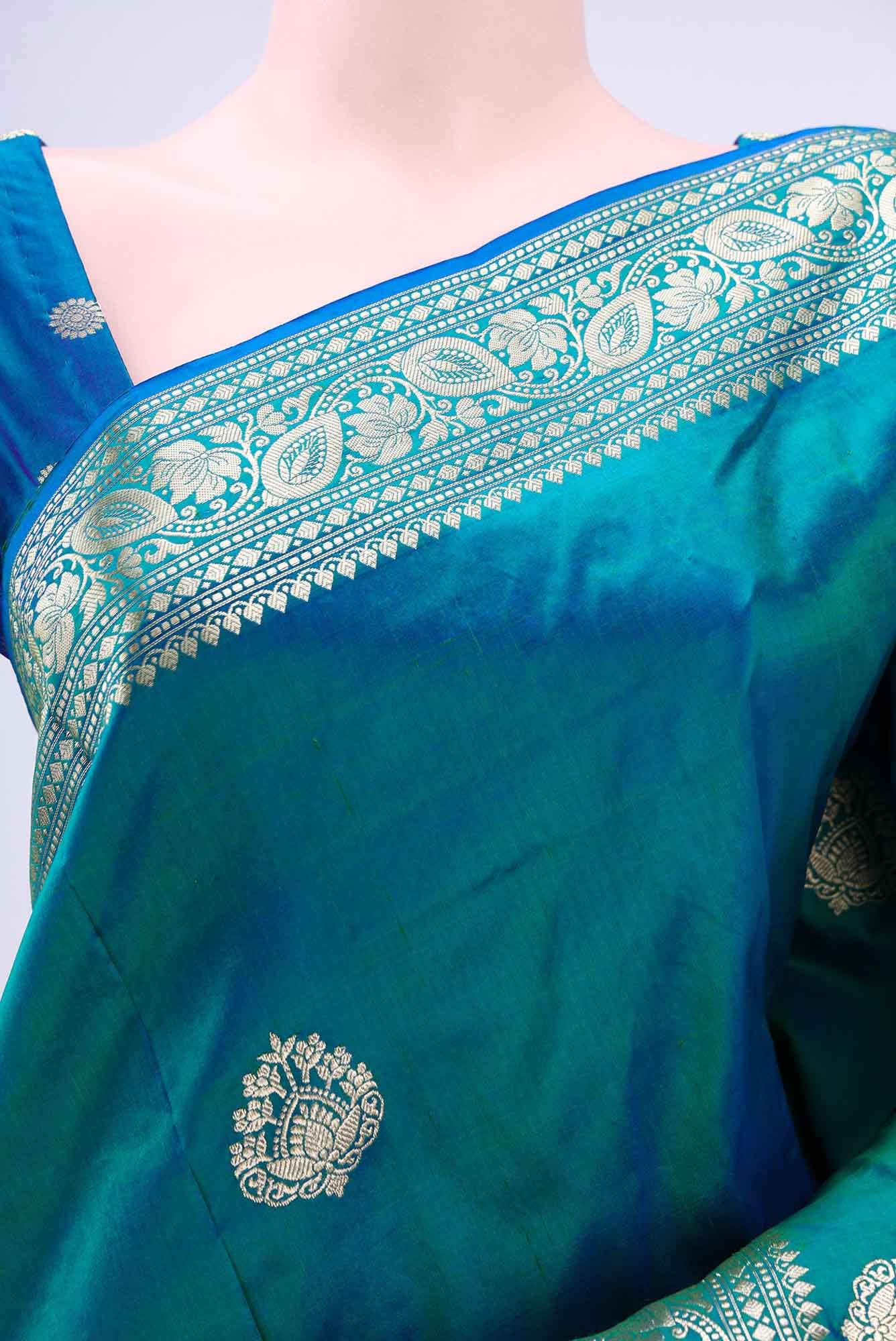 Blue Banarasi Katan Silk Saree