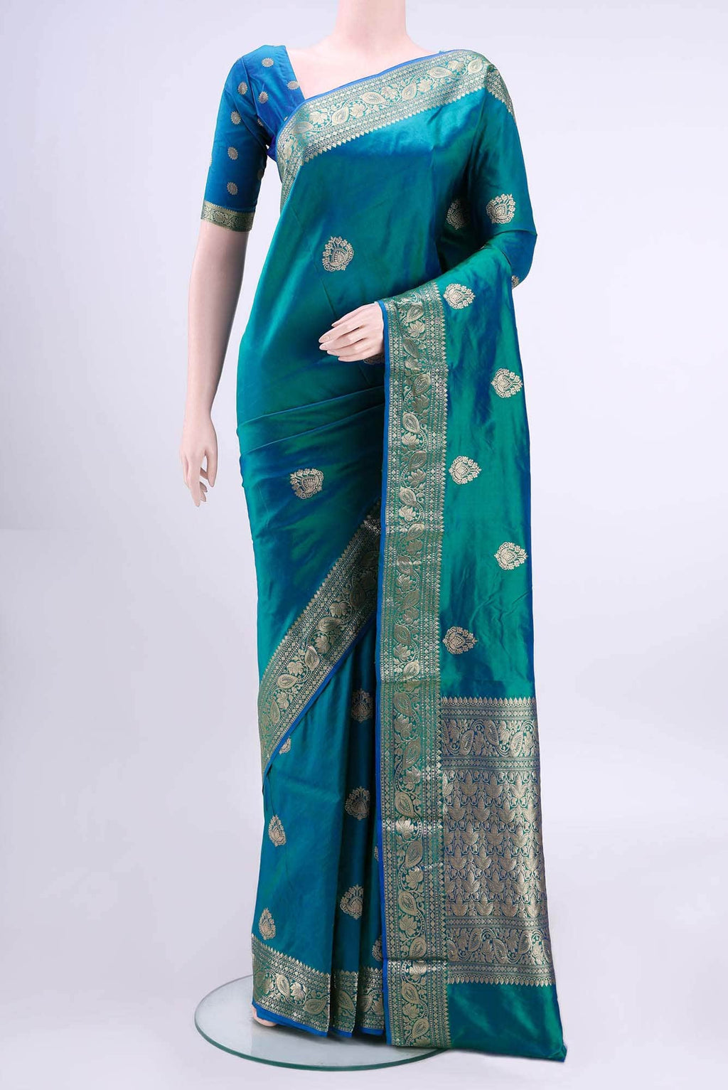 Blue Banarasi Katan Silk Saree