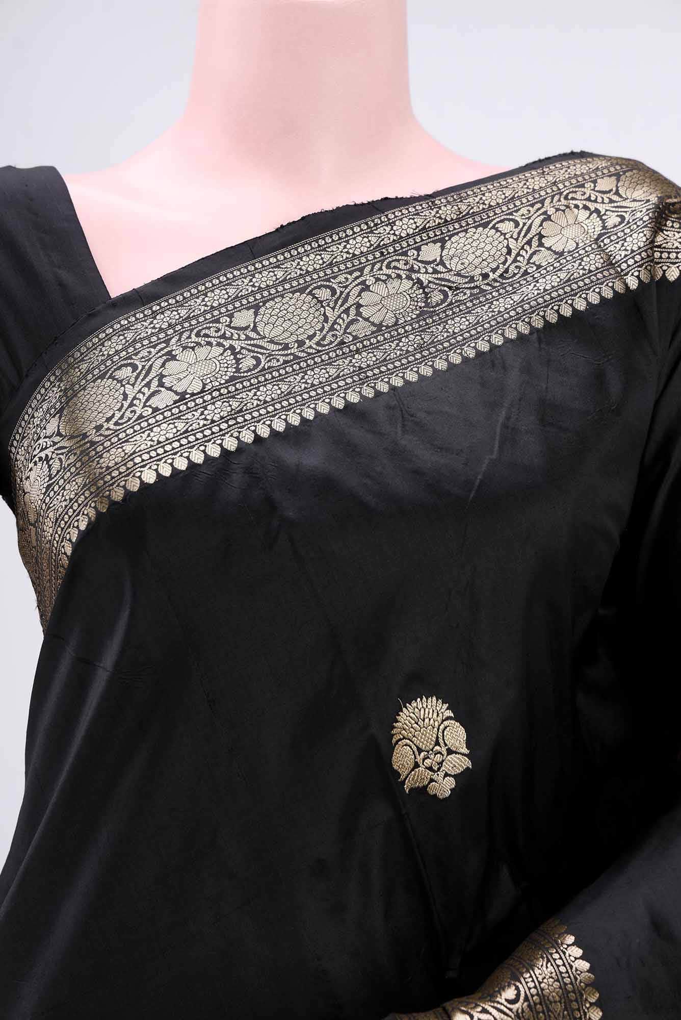 Black Banarasi Katan Silk Saree
