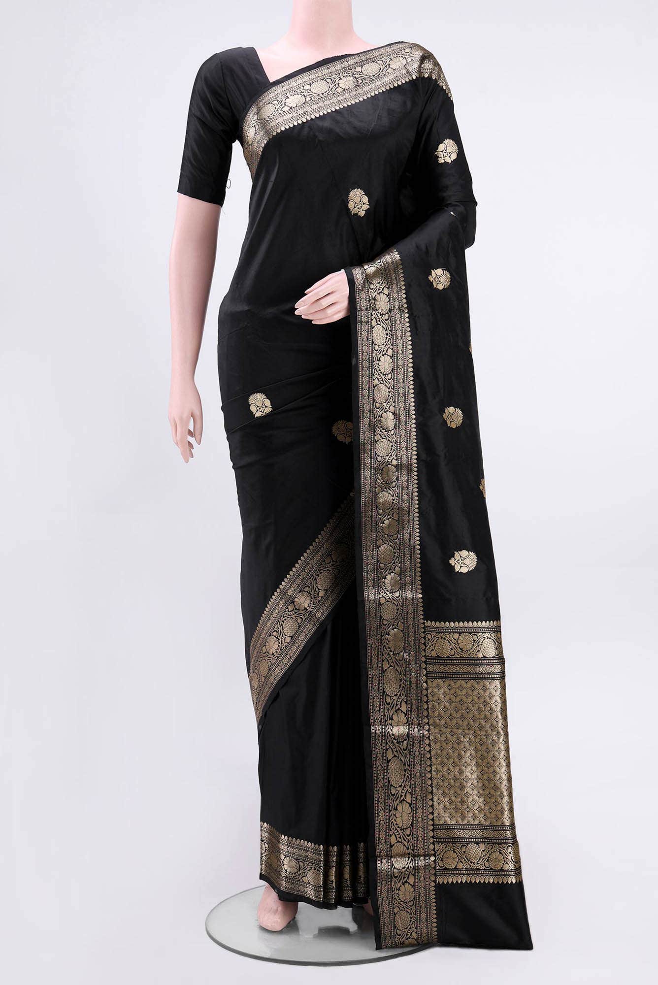 Black Banarasi Katan Silk Saree