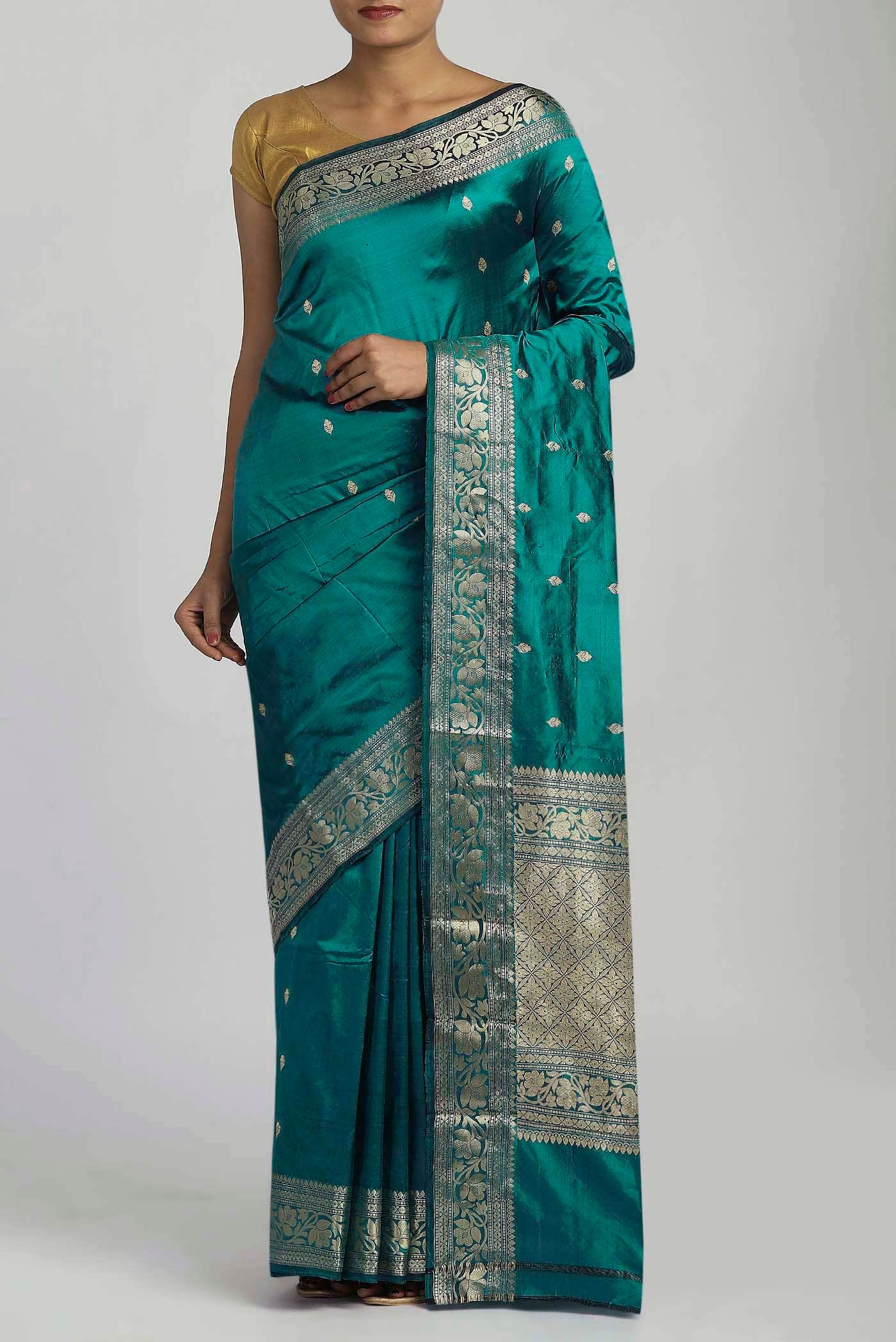 Blue Banarasi Katan Silk Saree