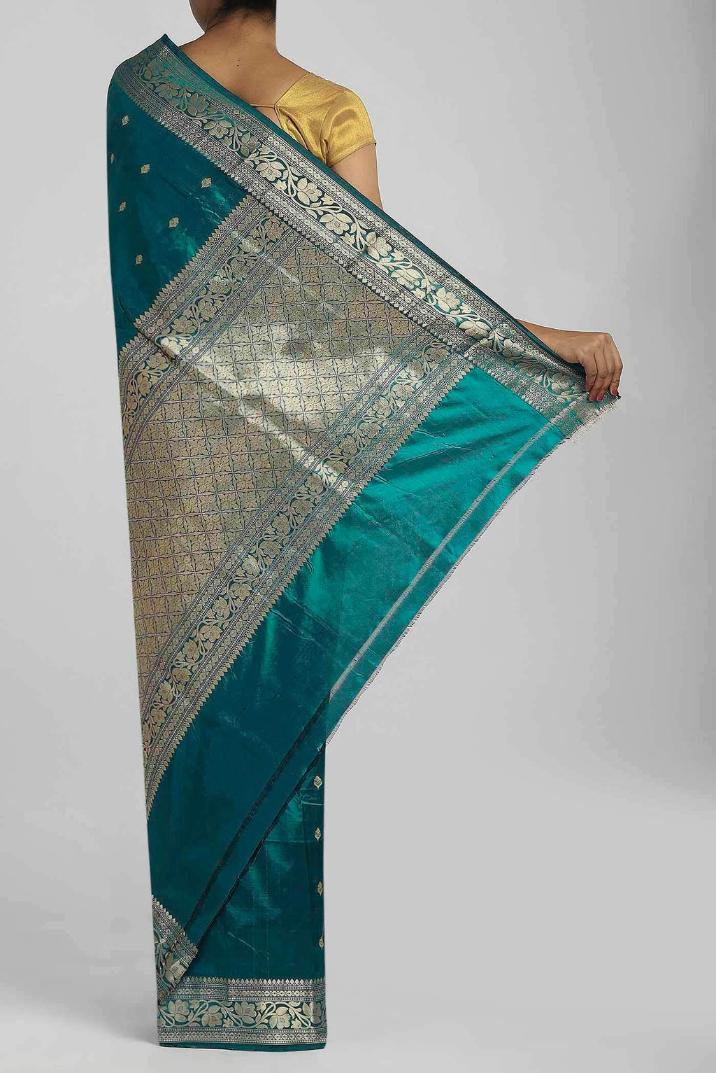 Blue Banarasi Katan Silk Saree