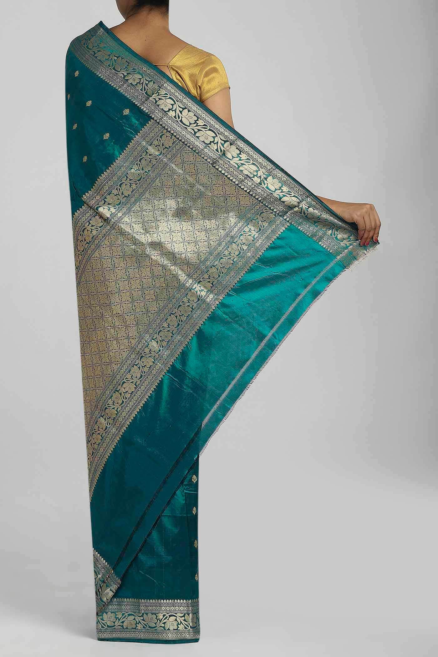 Blue Banarasi Katan Silk Saree