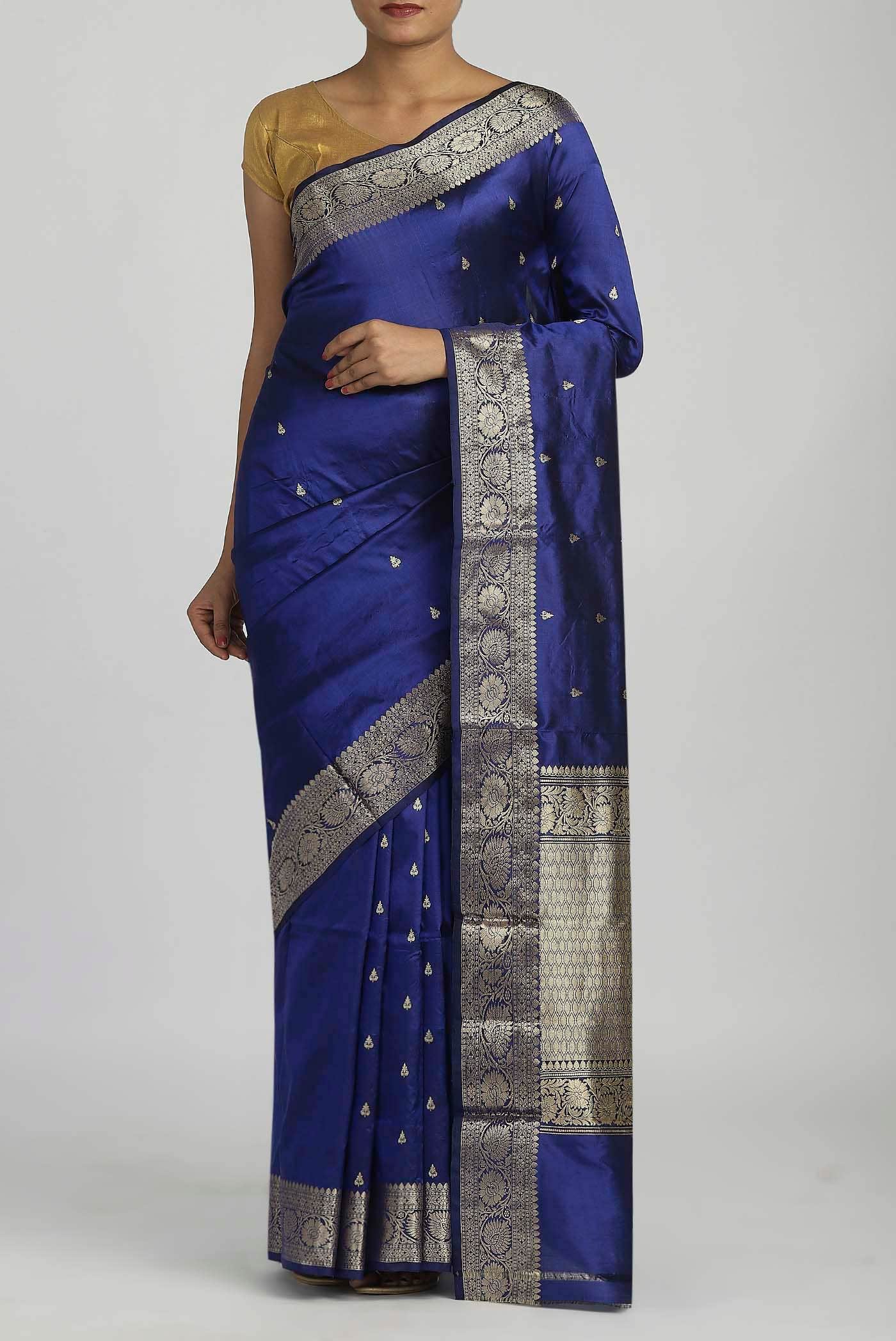 Blue Banarasi Katan Silk Saree