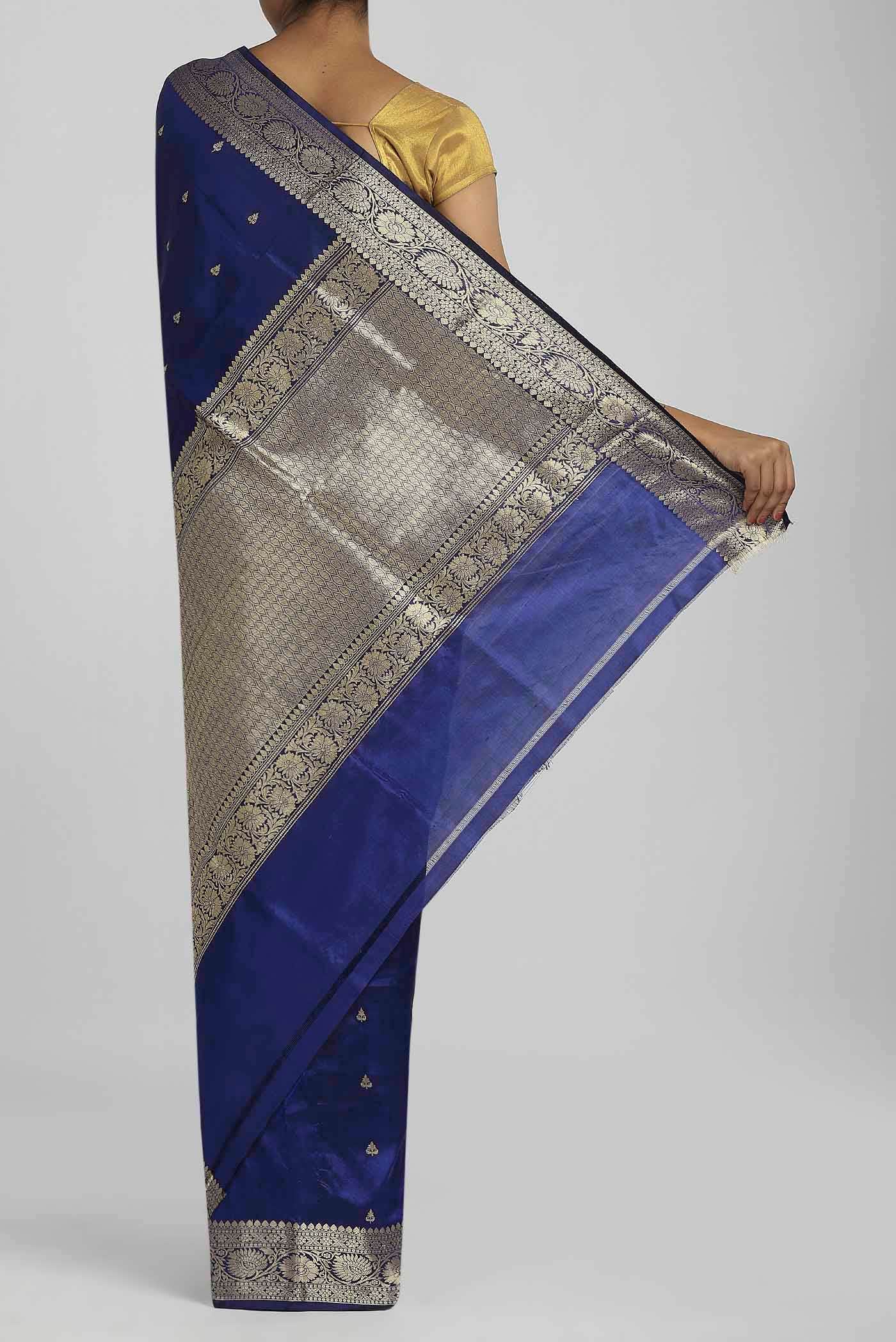 Blue Banarasi Katan Silk Saree