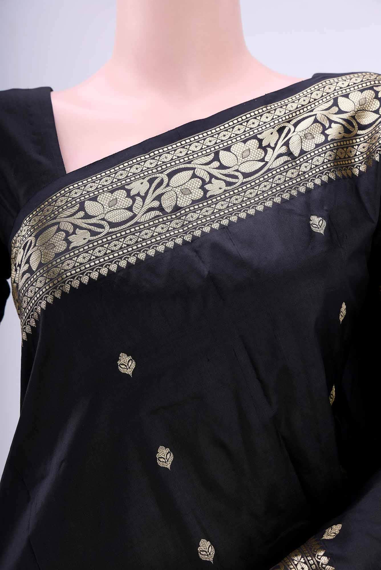 Black Banarasi Katan Silk Saree