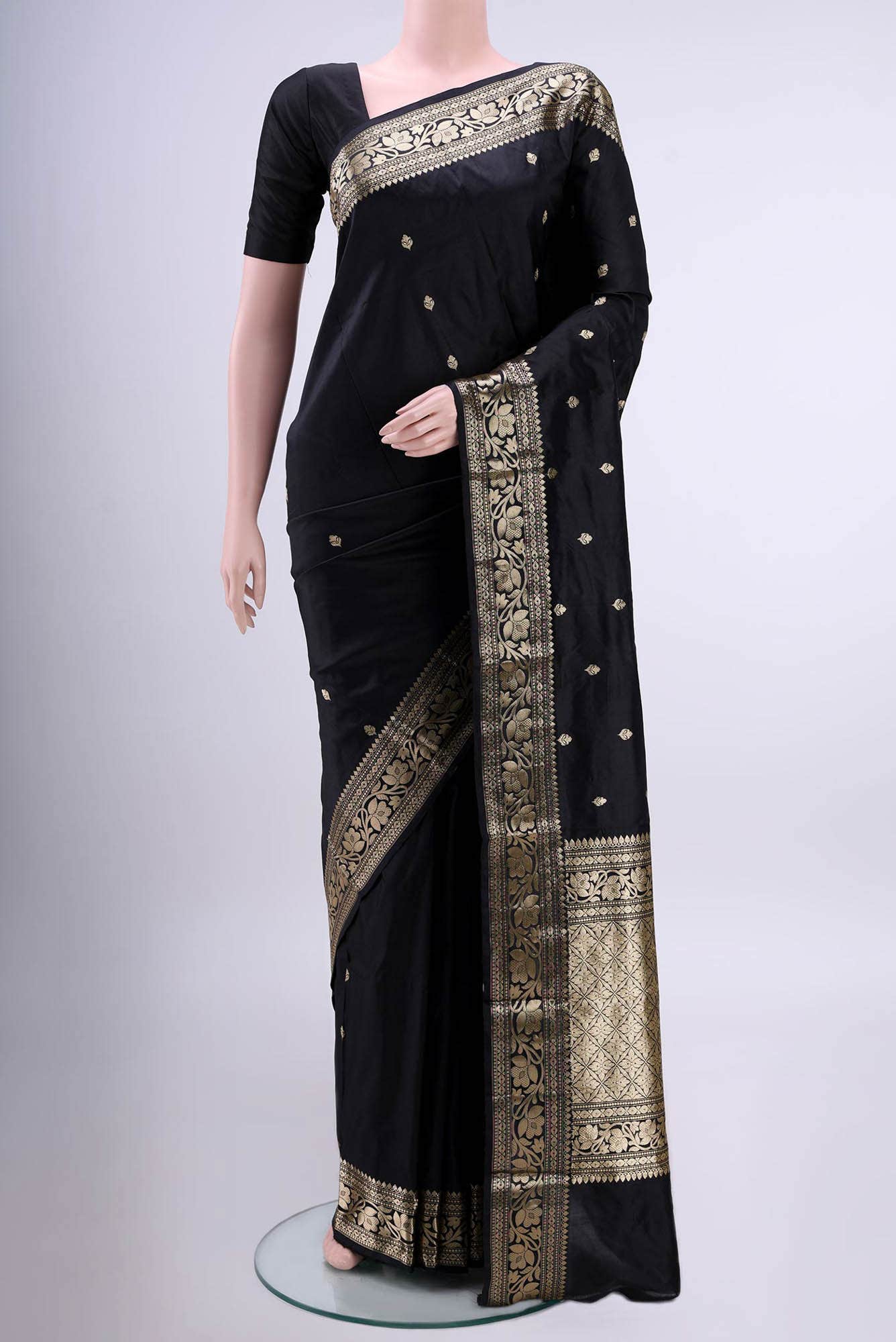 Black Banarasi Katan Silk Saree