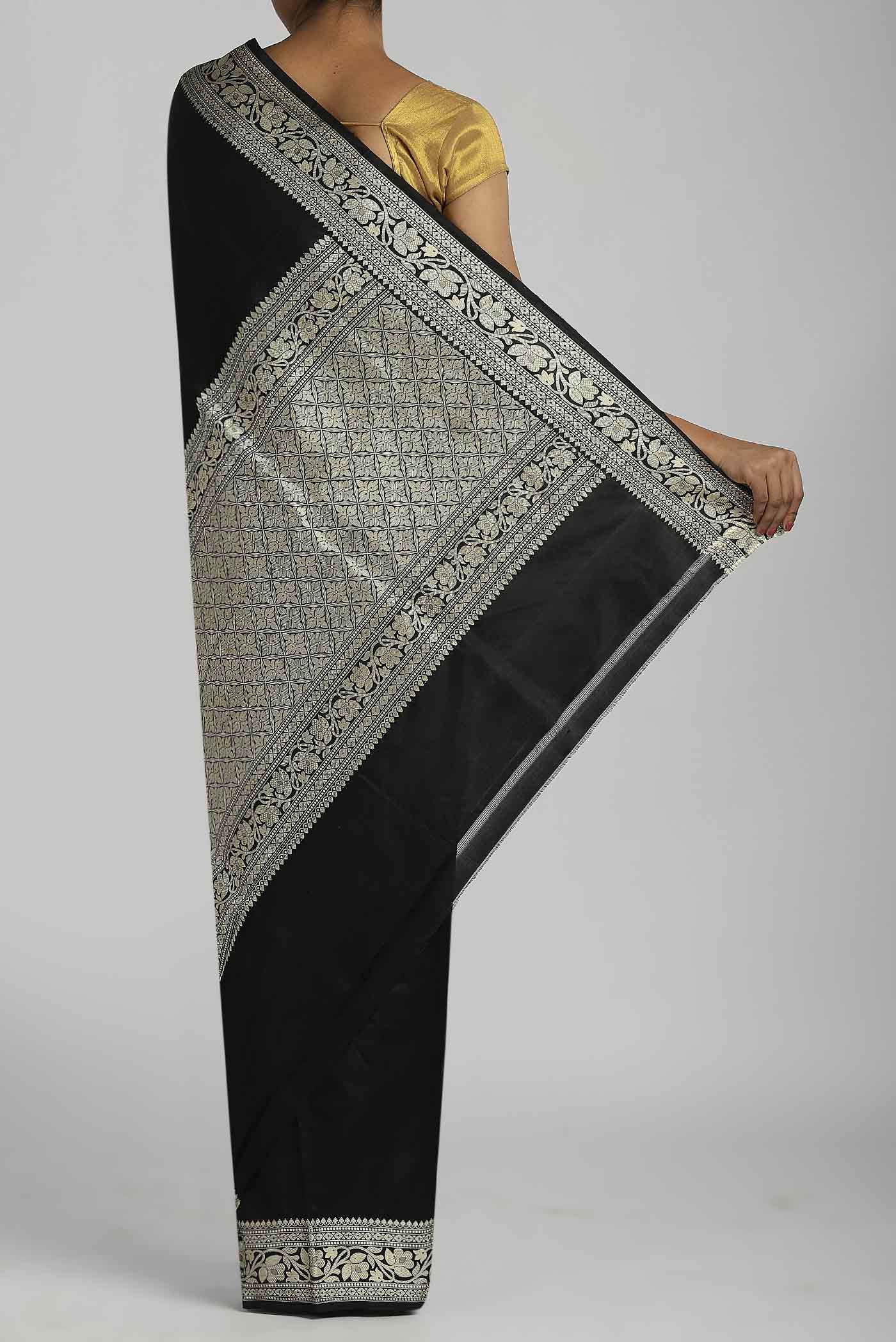 Black Banarasi Katan Silk Saree