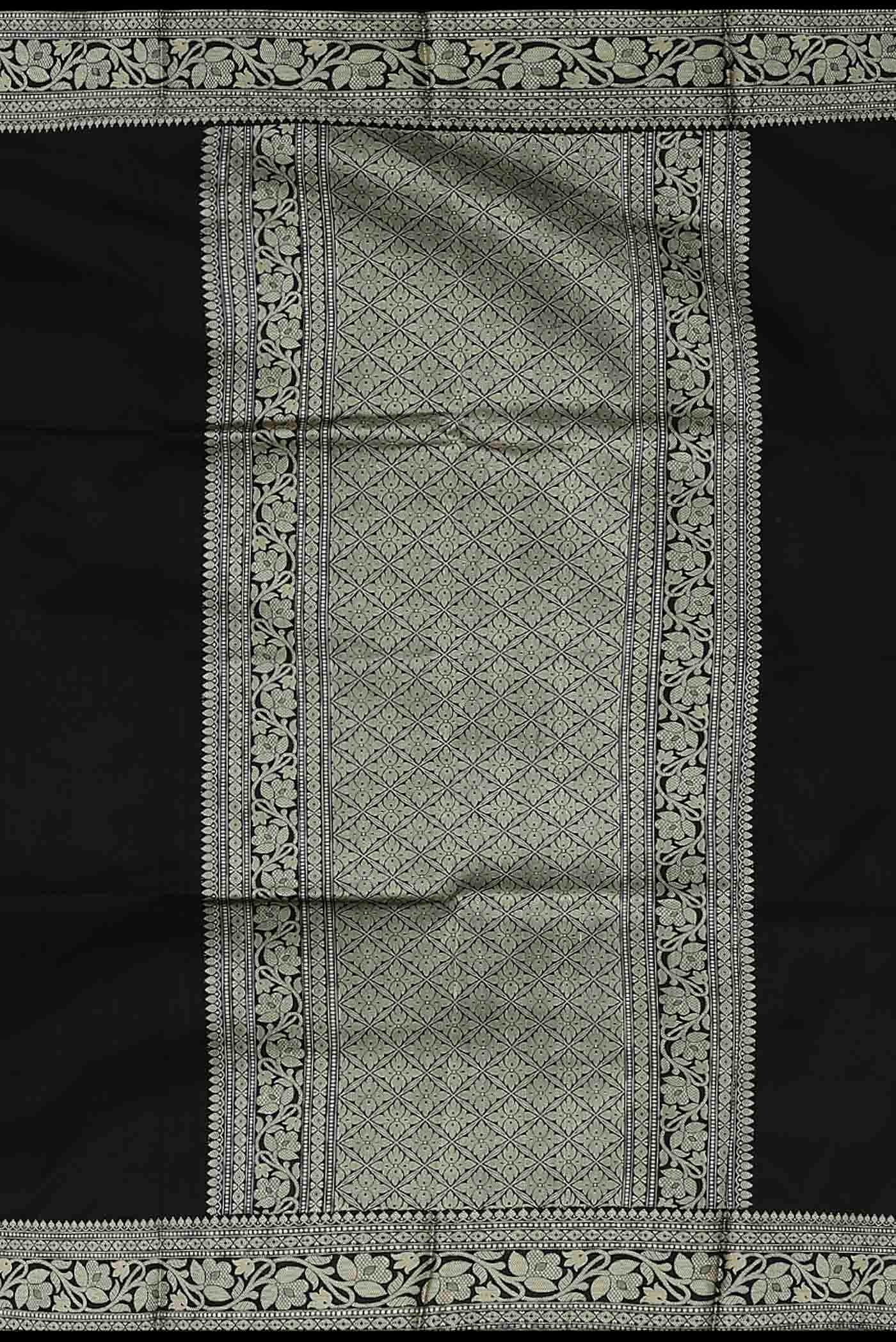 Black Banarasi Katan Silk Saree