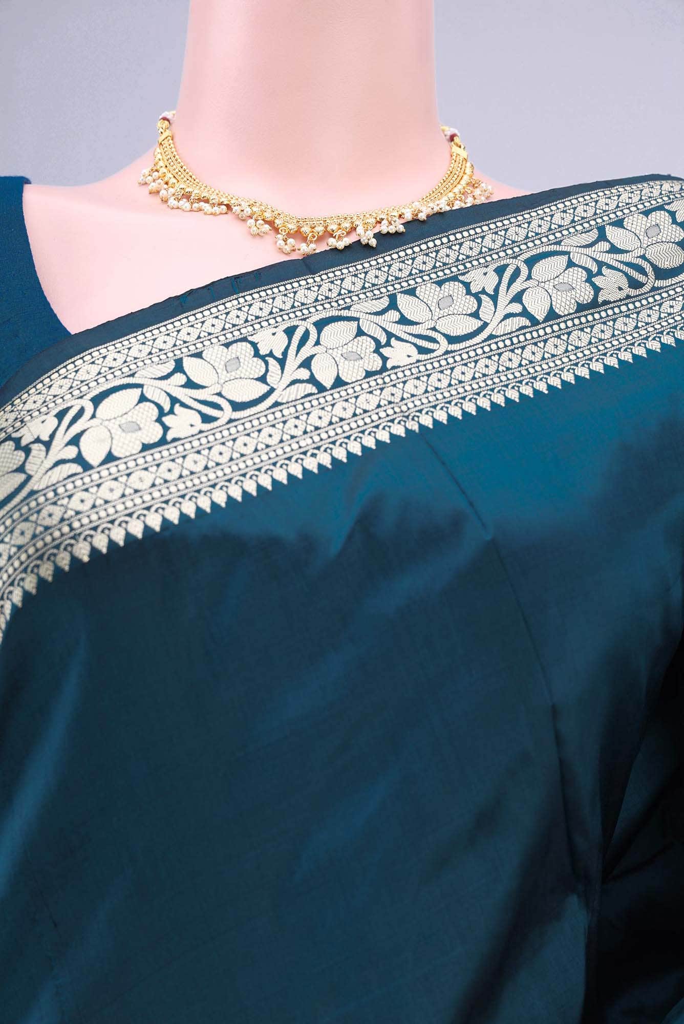 Blue Banarasi Katan Silk Saree