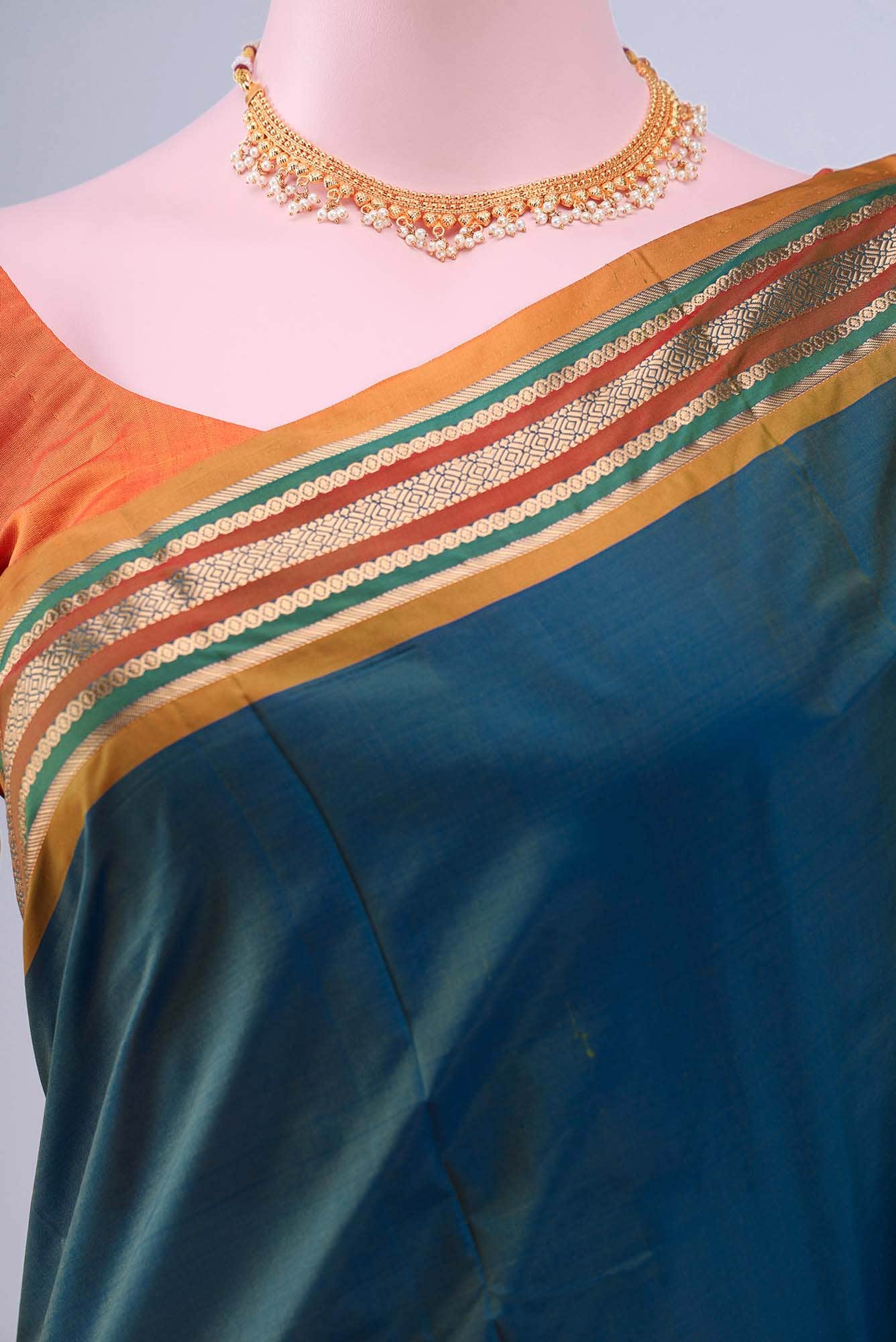 Teal Dual Tone Blended Bangalore Silk Saree