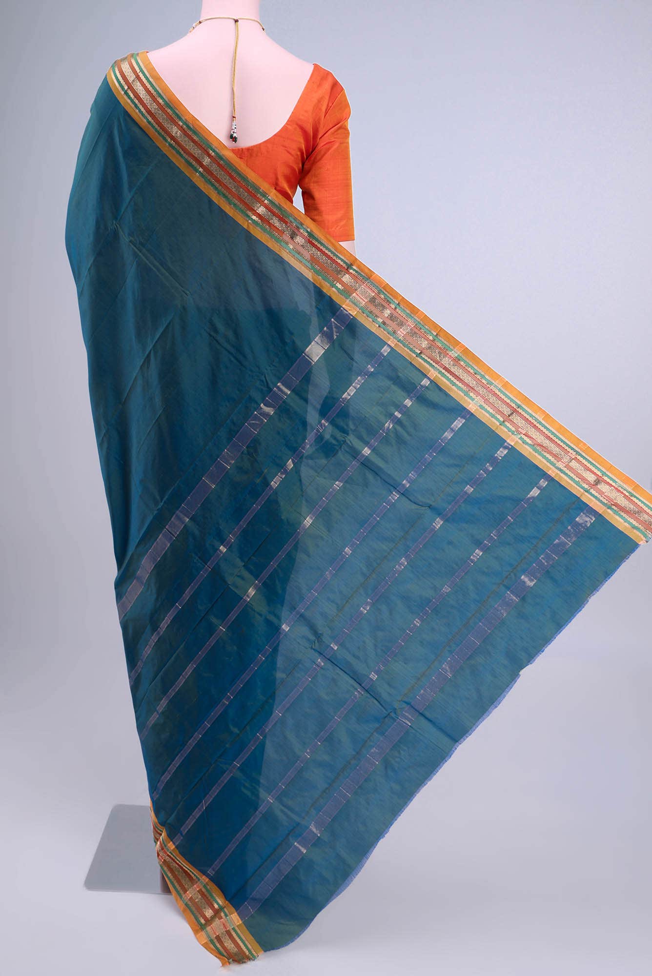 Teal Dual Tone Blended Bangalore Silk Saree