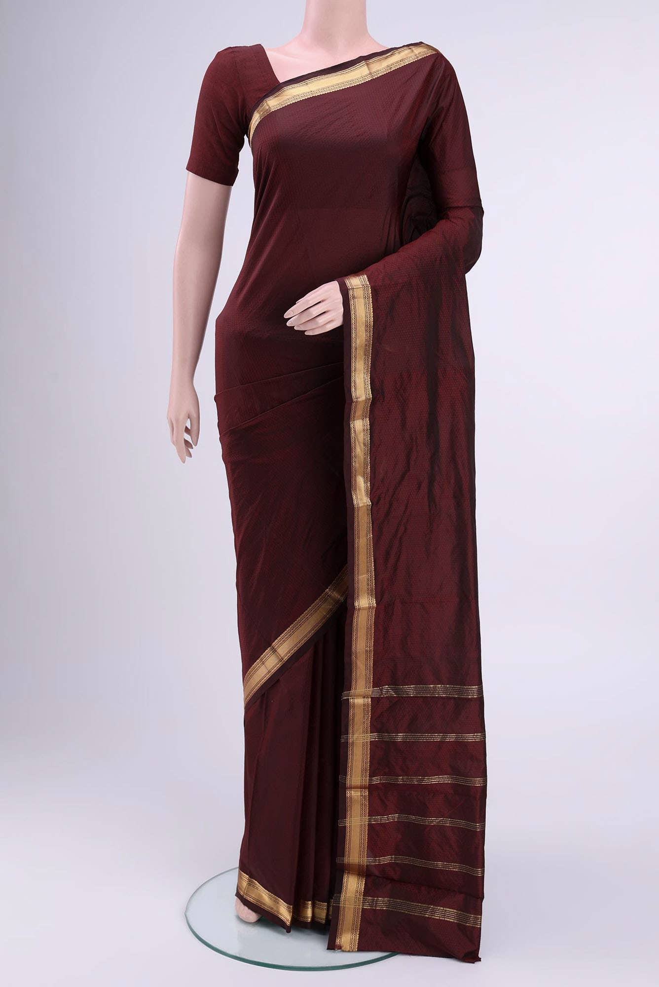 Maroon Blended Bangalore Silk Saree