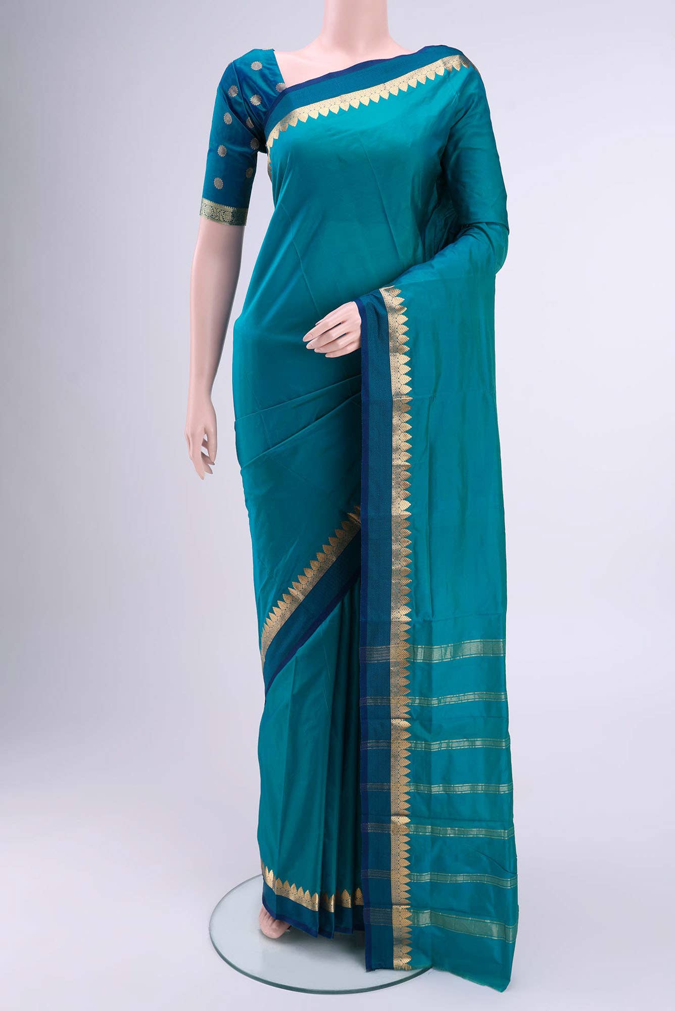 Blue Blended Bangalore Silk Saree