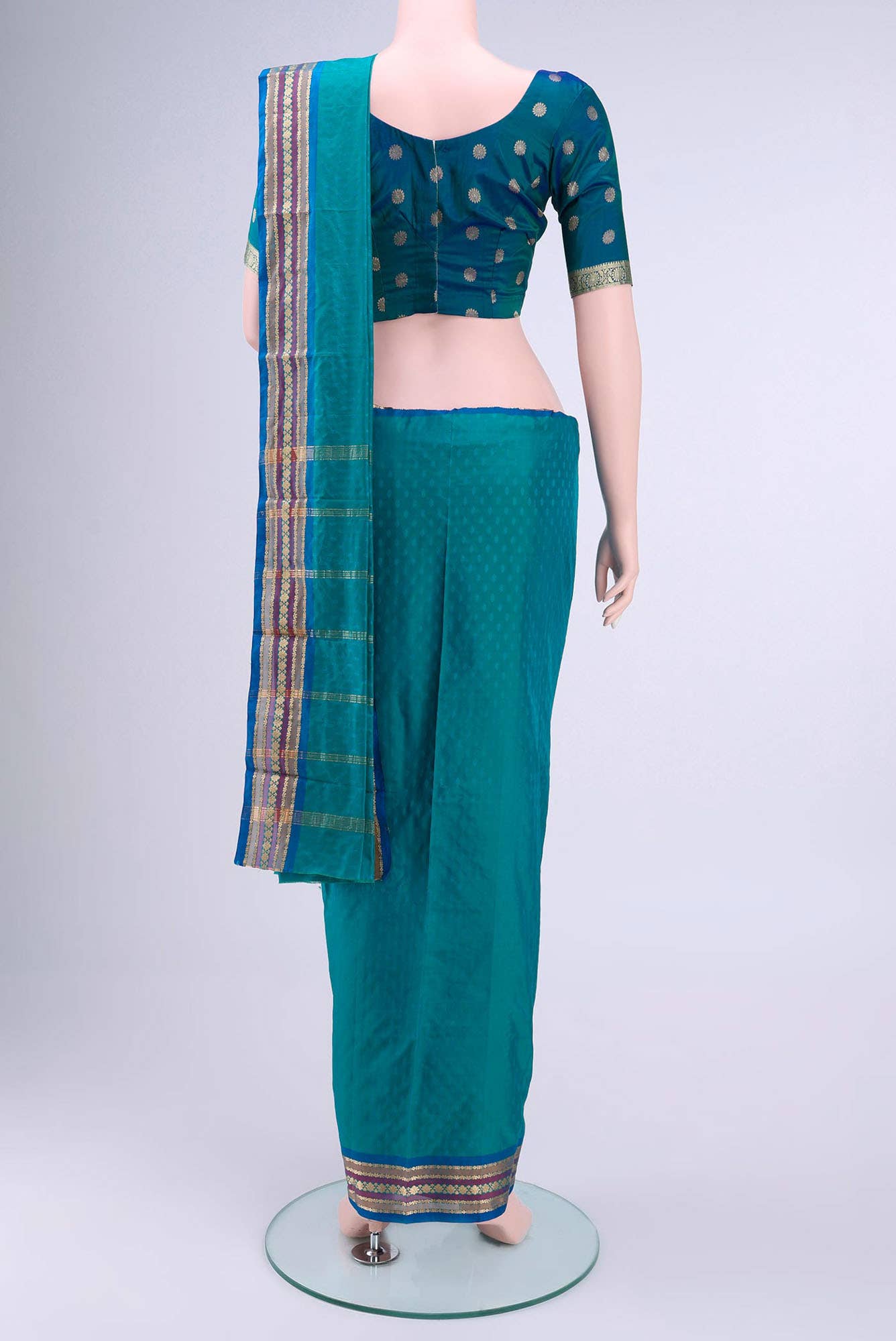 Blue Blended Bangalore Silk Saree