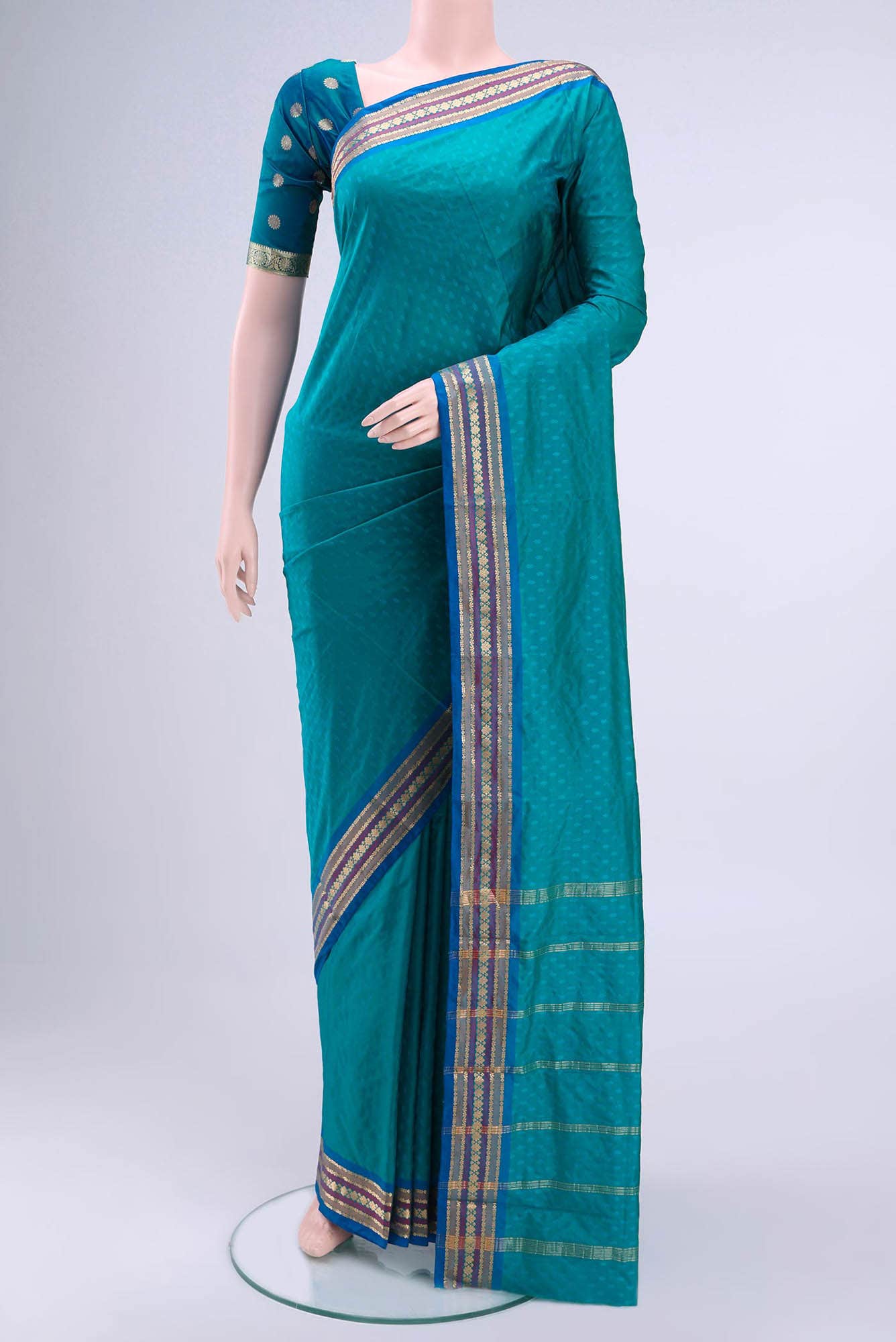 Blue Blended Bangalore Silk Saree