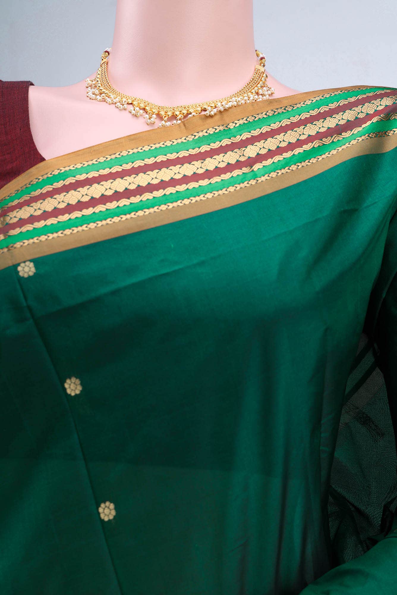 Bottle Green Blended Bangalore Silk Saree