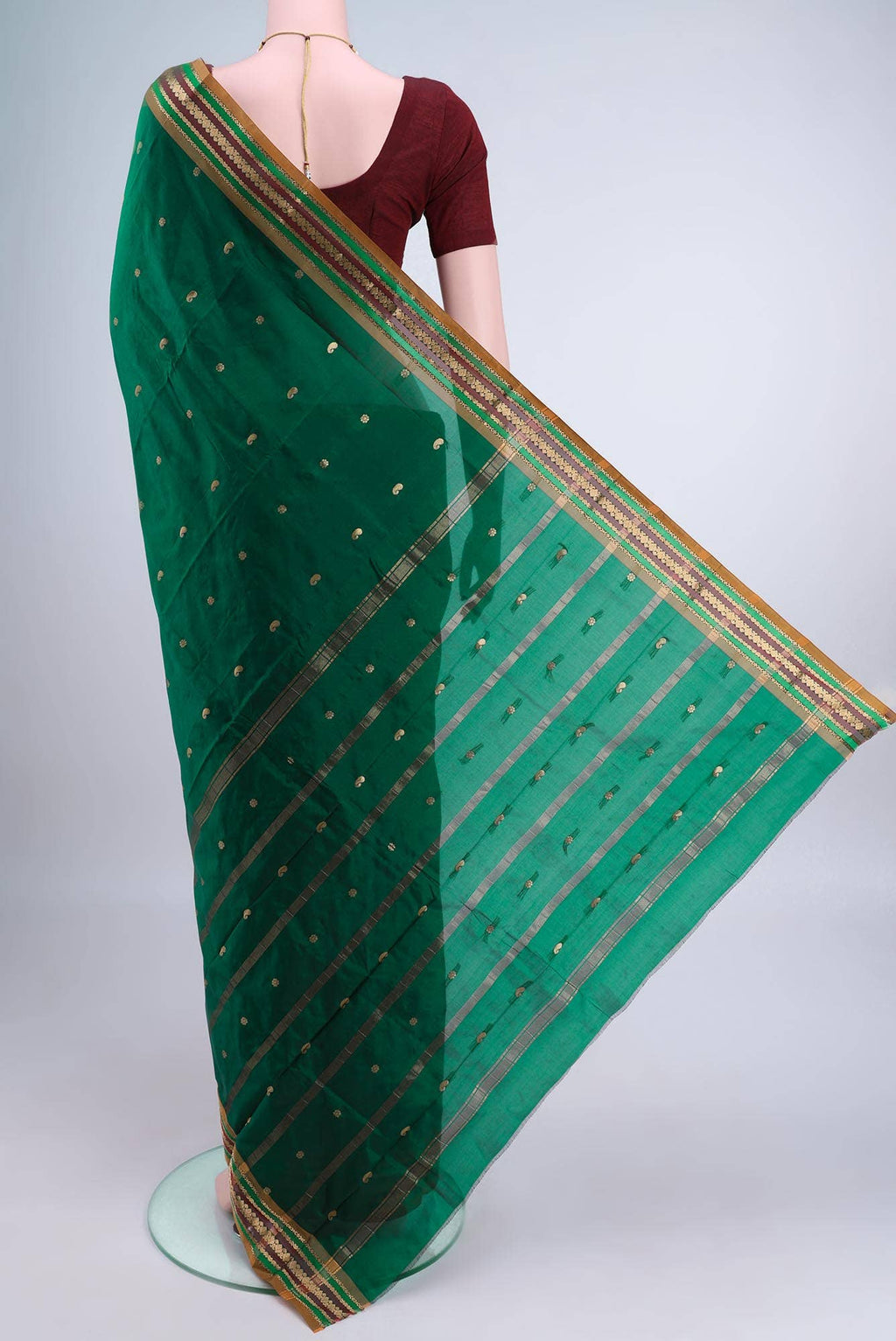 Bottle Green Blended Bangalore Silk Saree