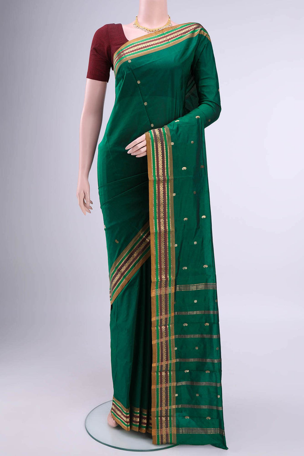 Bottle Green Blended Bangalore Silk Saree