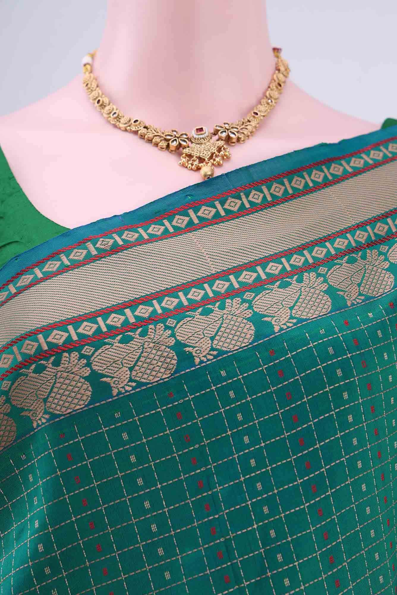 Green Blended Cotton Saree