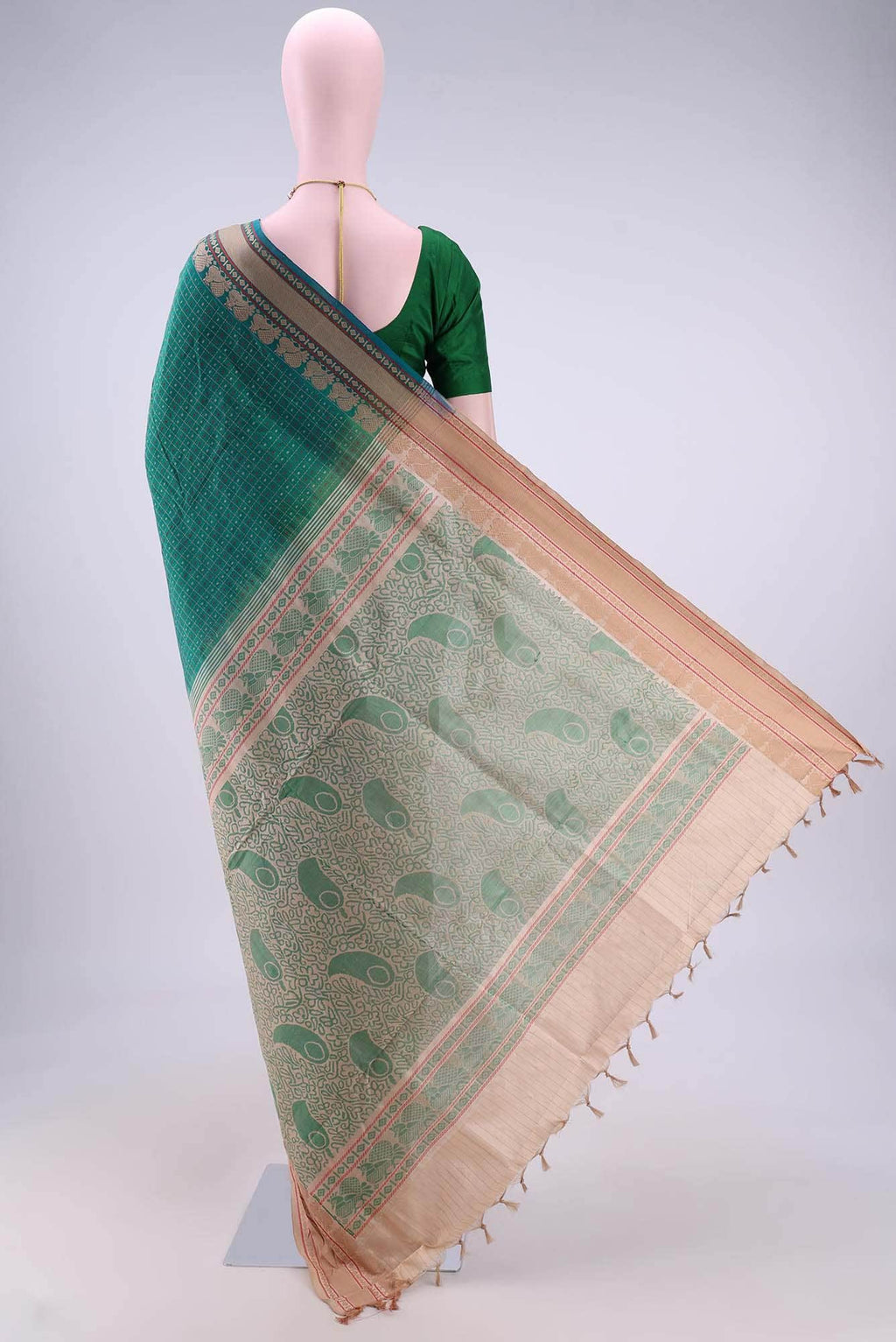 Green Blended Cotton Saree