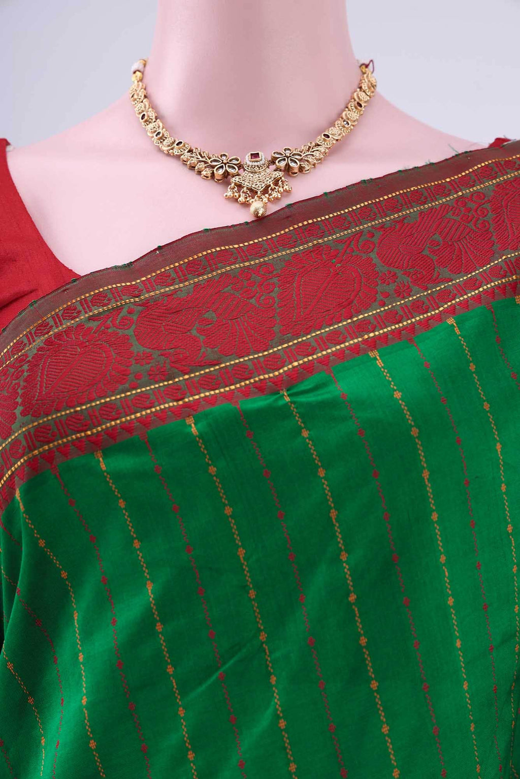 Green Blended Cotton Saree