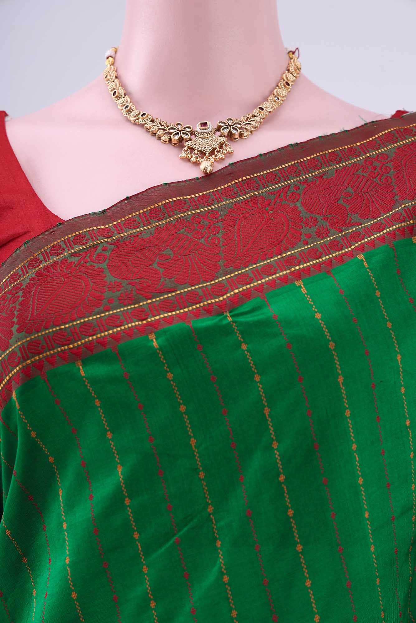 Green Blended Cotton Saree