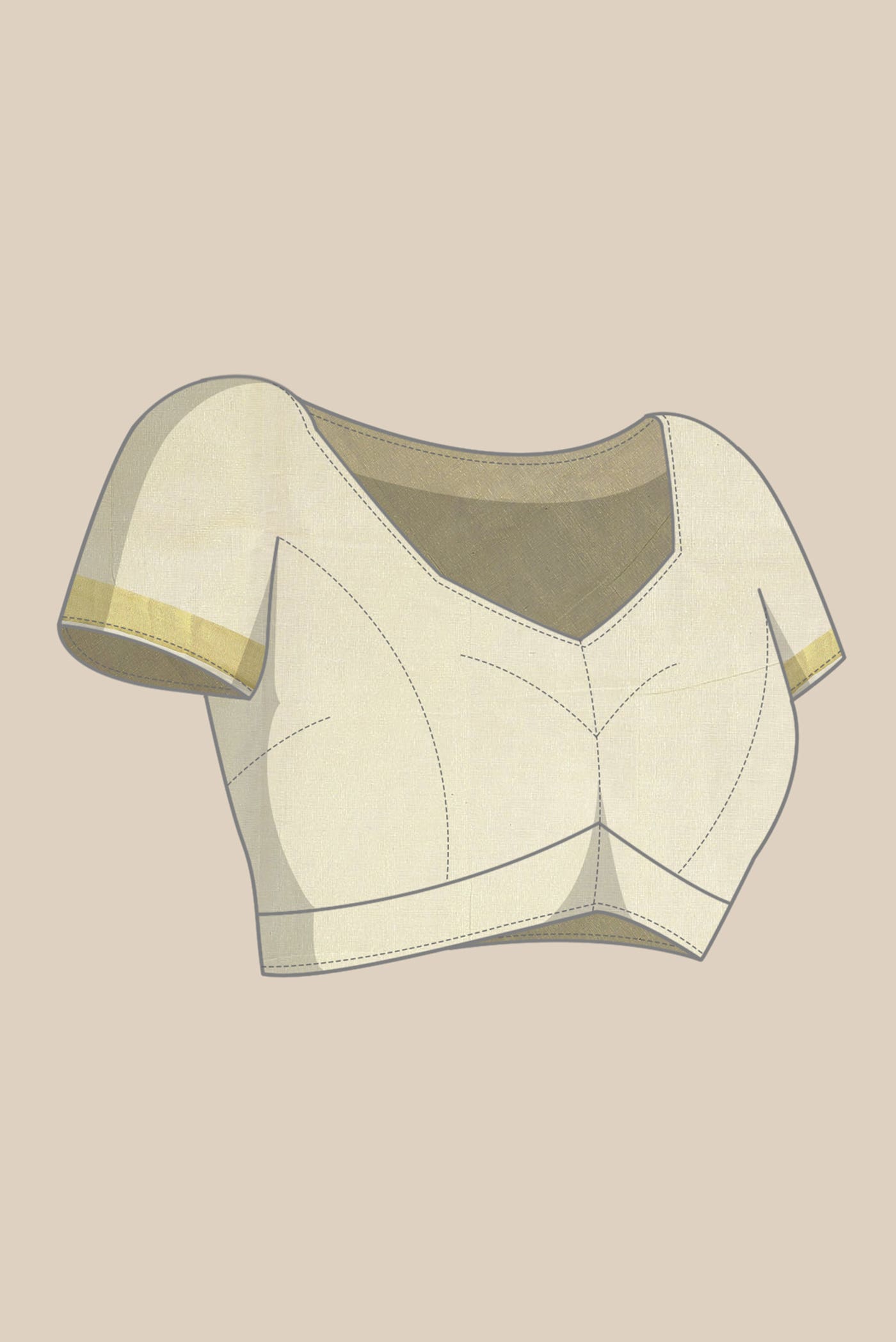 Cream with Gold Dual Tone Kerala Cotton - Kasava Saree