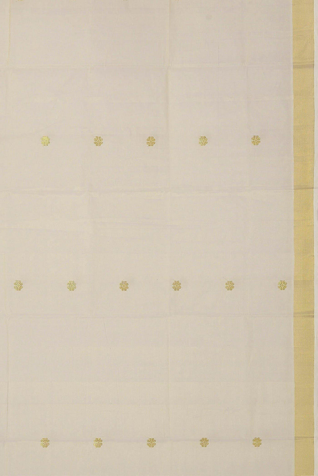 Cream with Gold Dual Tone Kerala Cotton - Kasava Saree