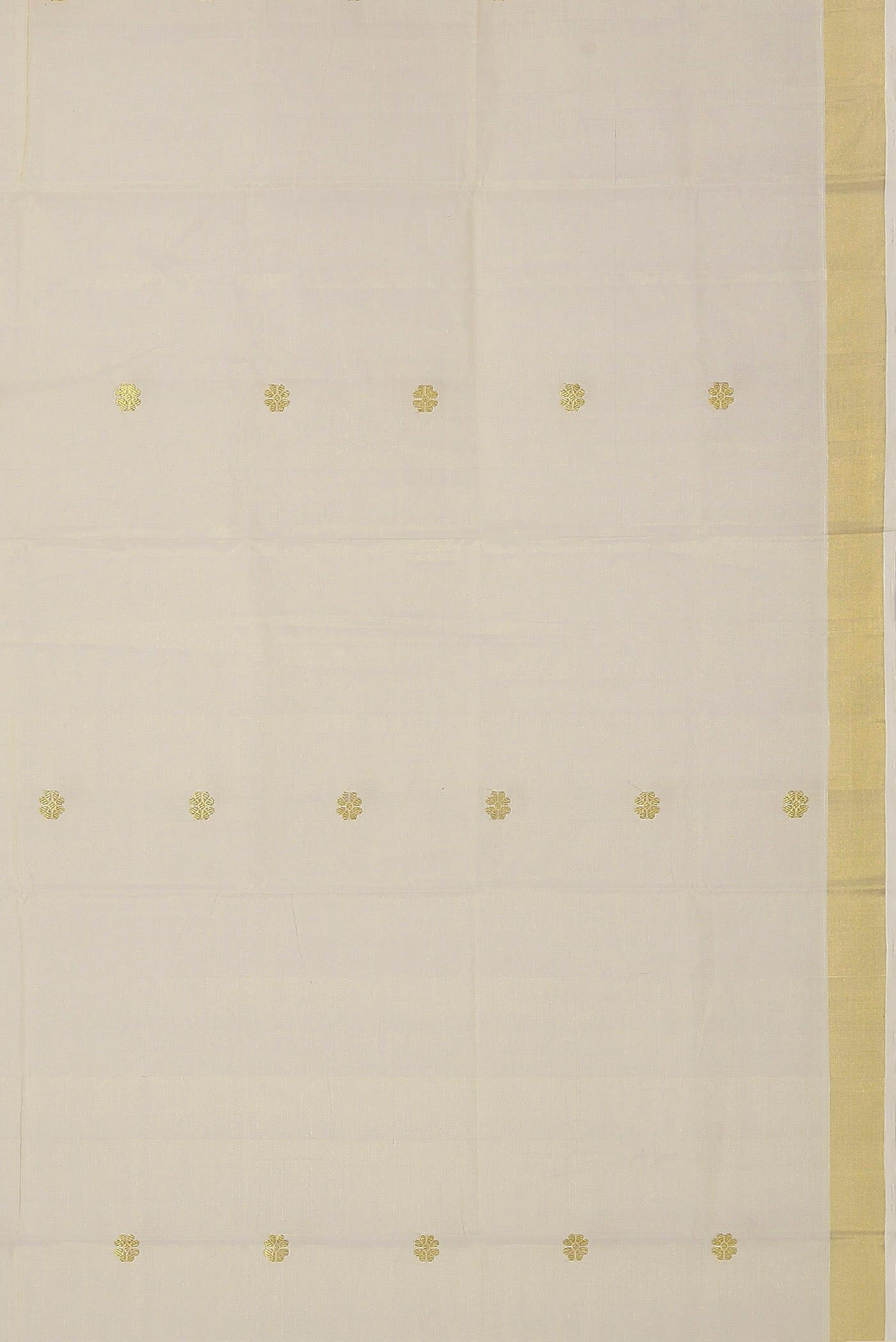 Cream with Gold Dual Tone Kerala Cotton - Kasava Saree