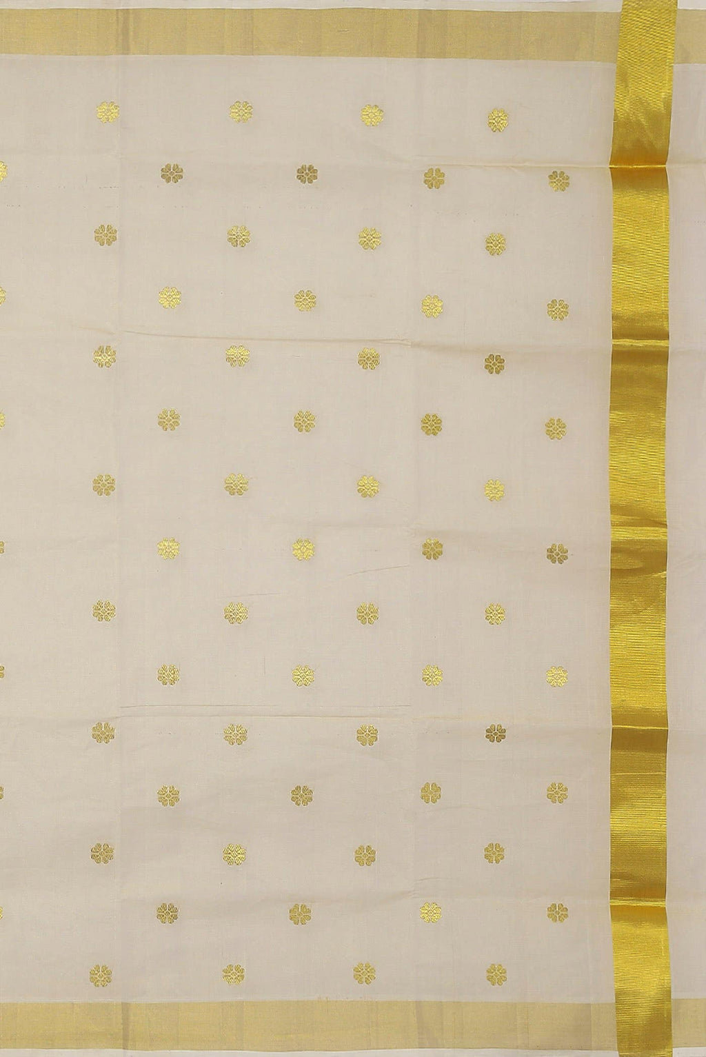 Cream with Gold Dual Tone Kerala Cotton - Kasava Saree