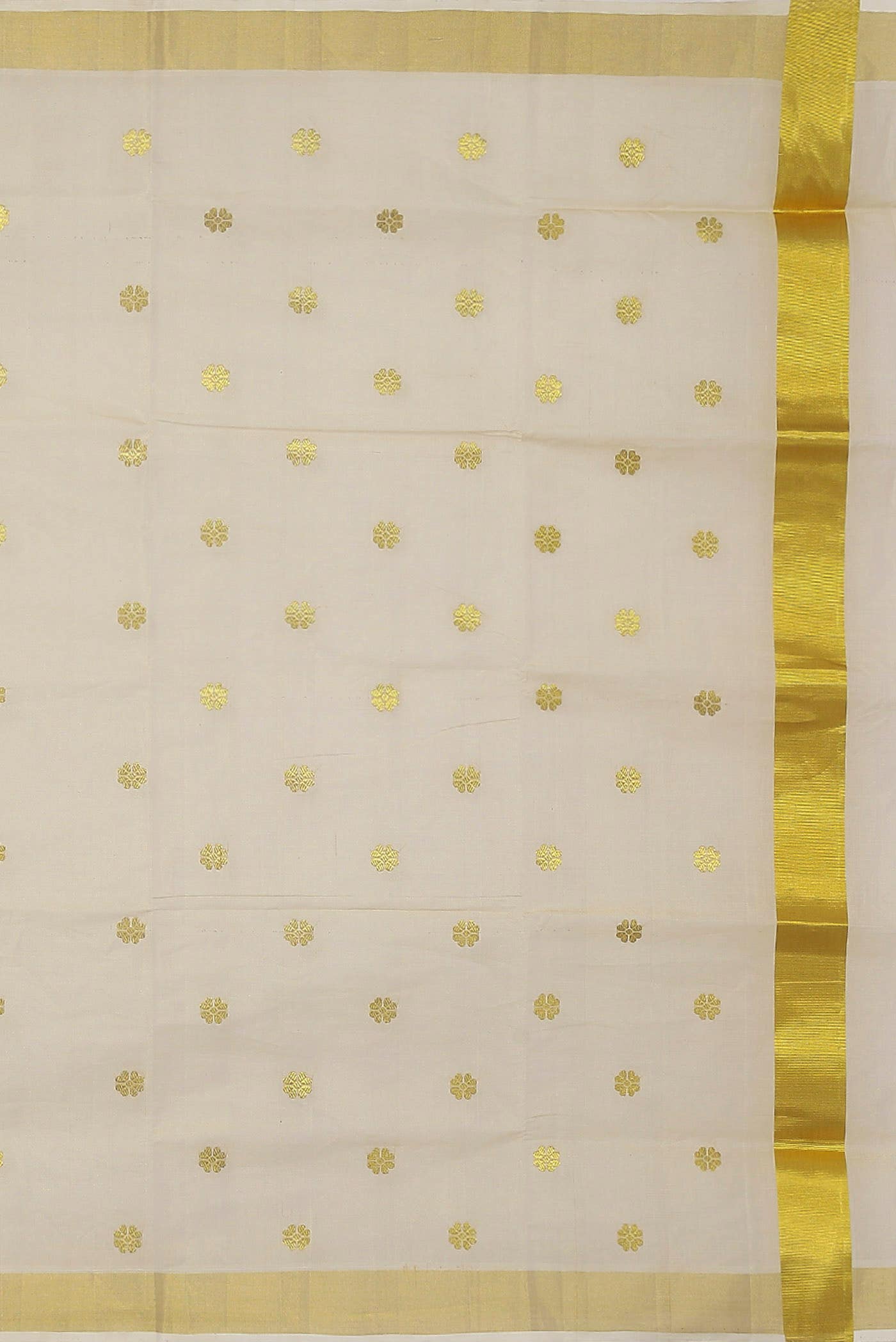 Cream with Gold Dual Tone Kerala Cotton - Kasava Saree