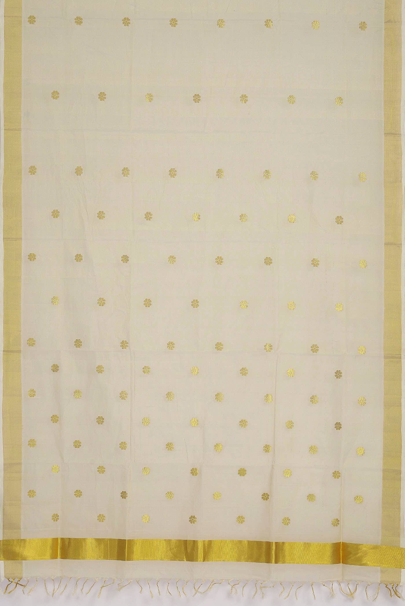 Cream with Gold Dual Tone Kerala Cotton - Kasava Saree
