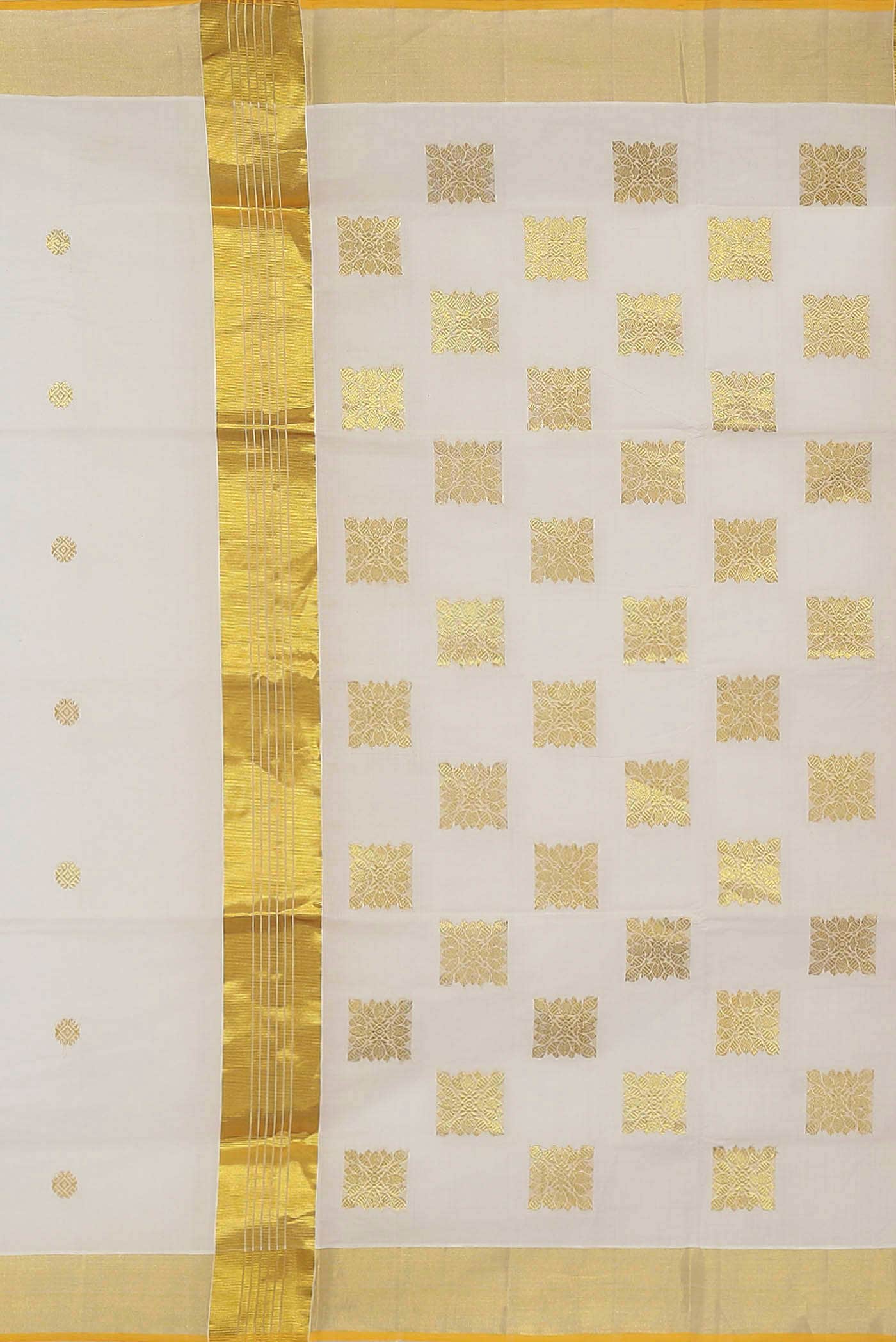 Off White Kerala Cotton - Kasava Saree