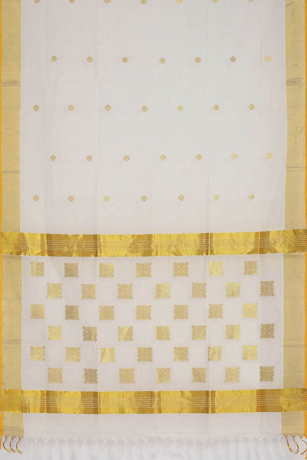 Off White Kerala Cotton - Kasava Saree