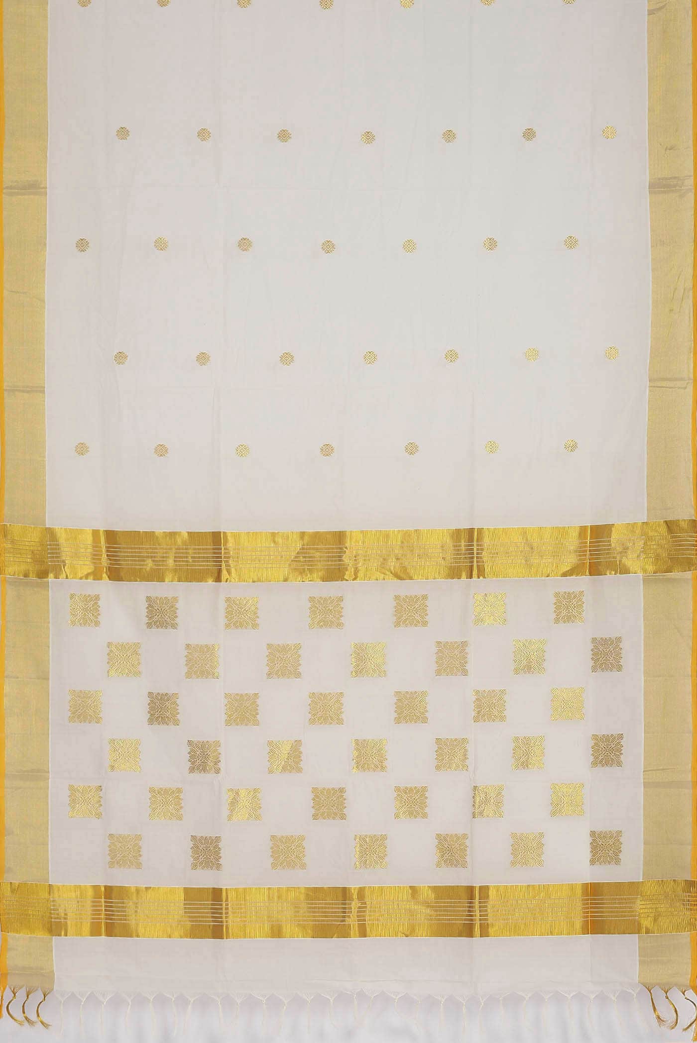 Off White Kerala Cotton - Kasava Saree