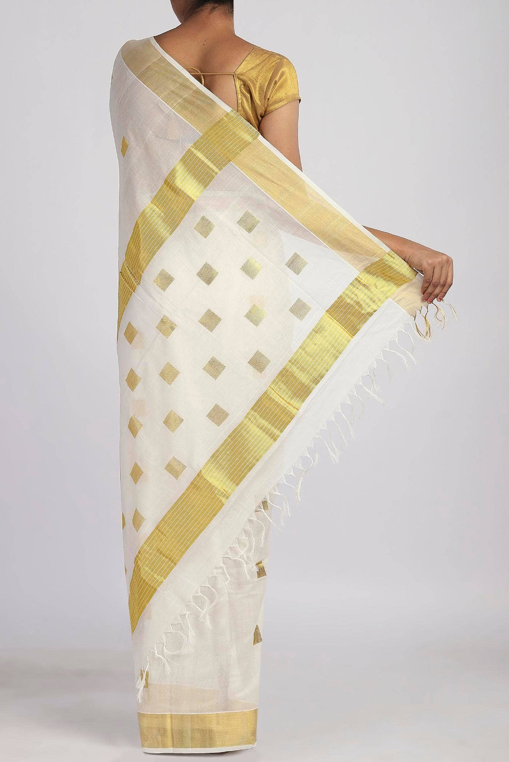 Off White Kerala Cotton - Kasava Saree