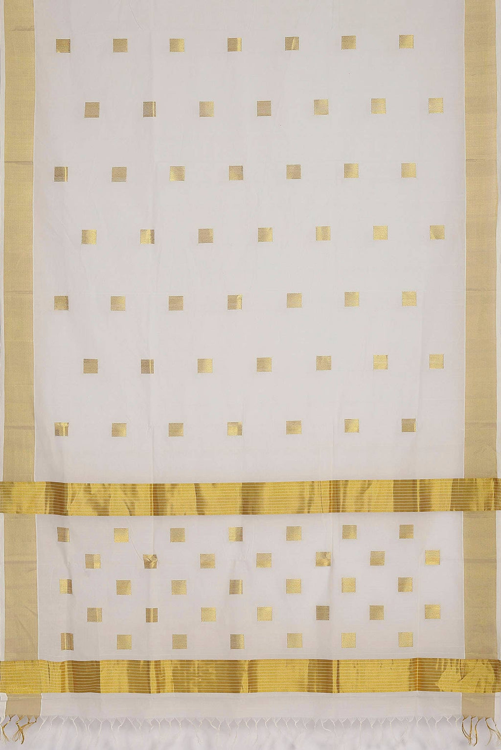 Off White Kerala Cotton - Kasava Saree