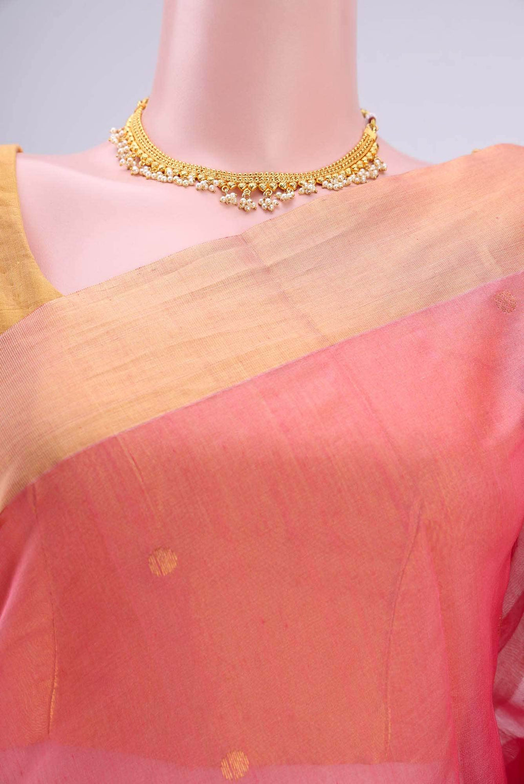 Peach Chanderi Silk Saree