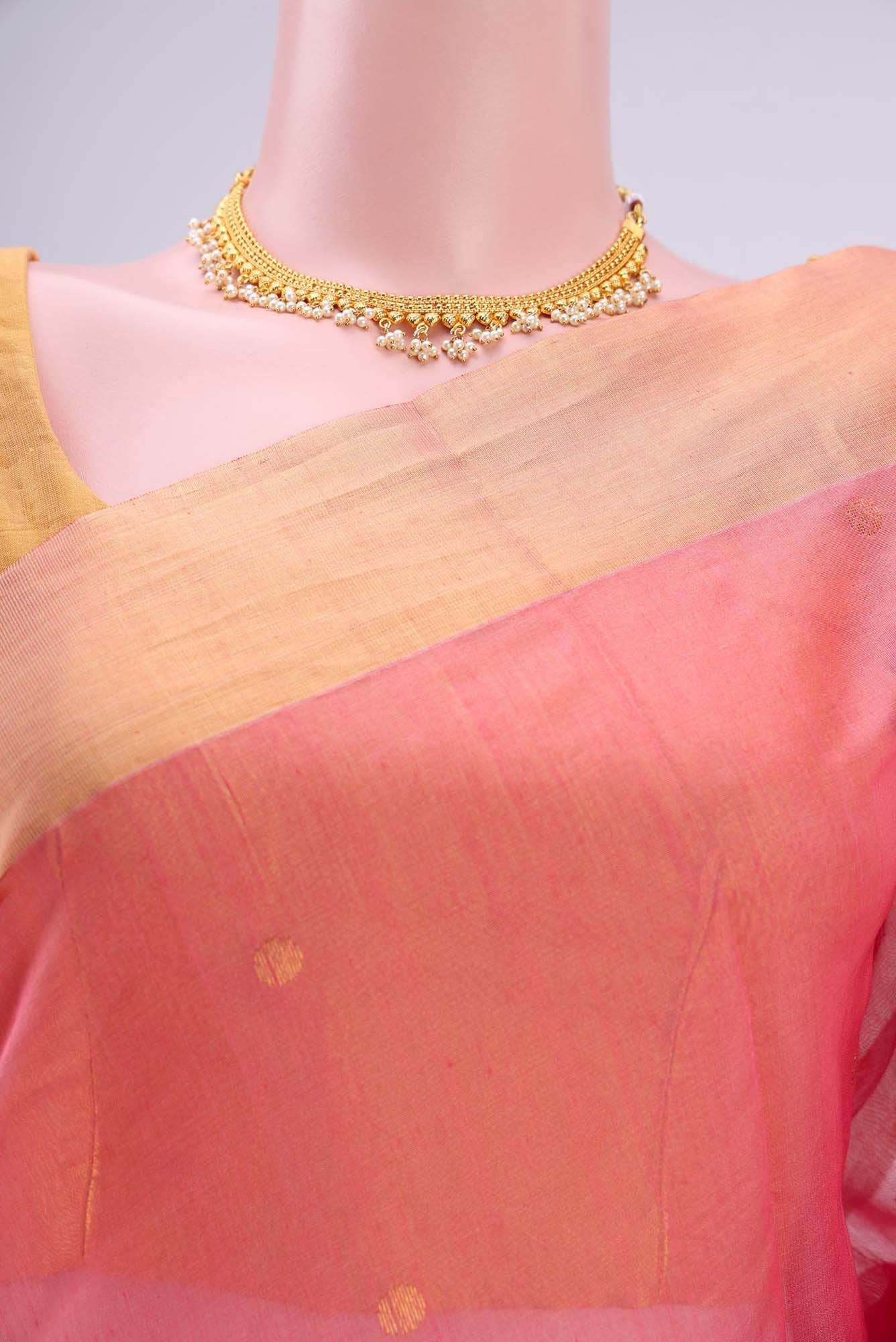 Peach Chanderi Silk Saree