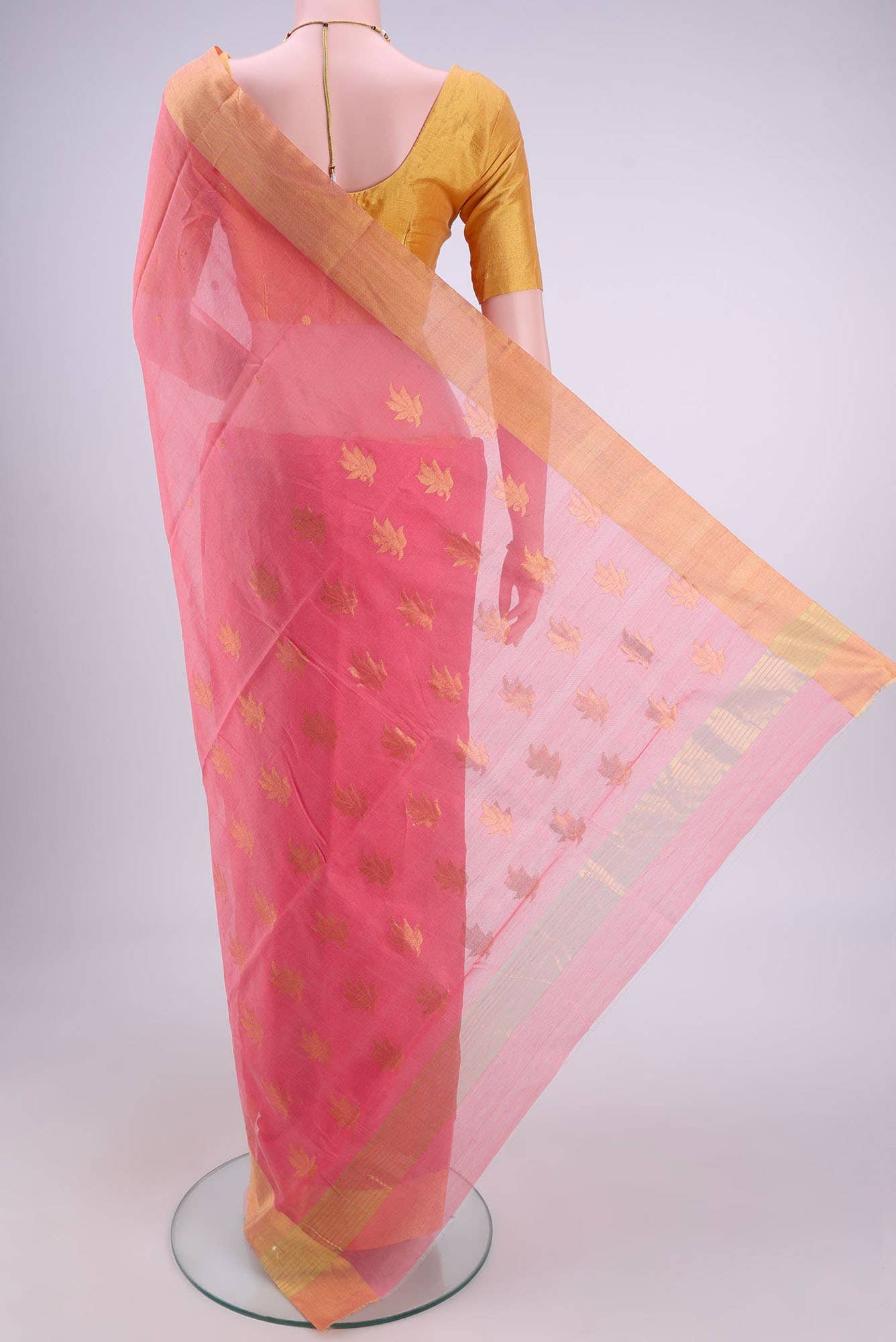 Peach Chanderi Silk Saree