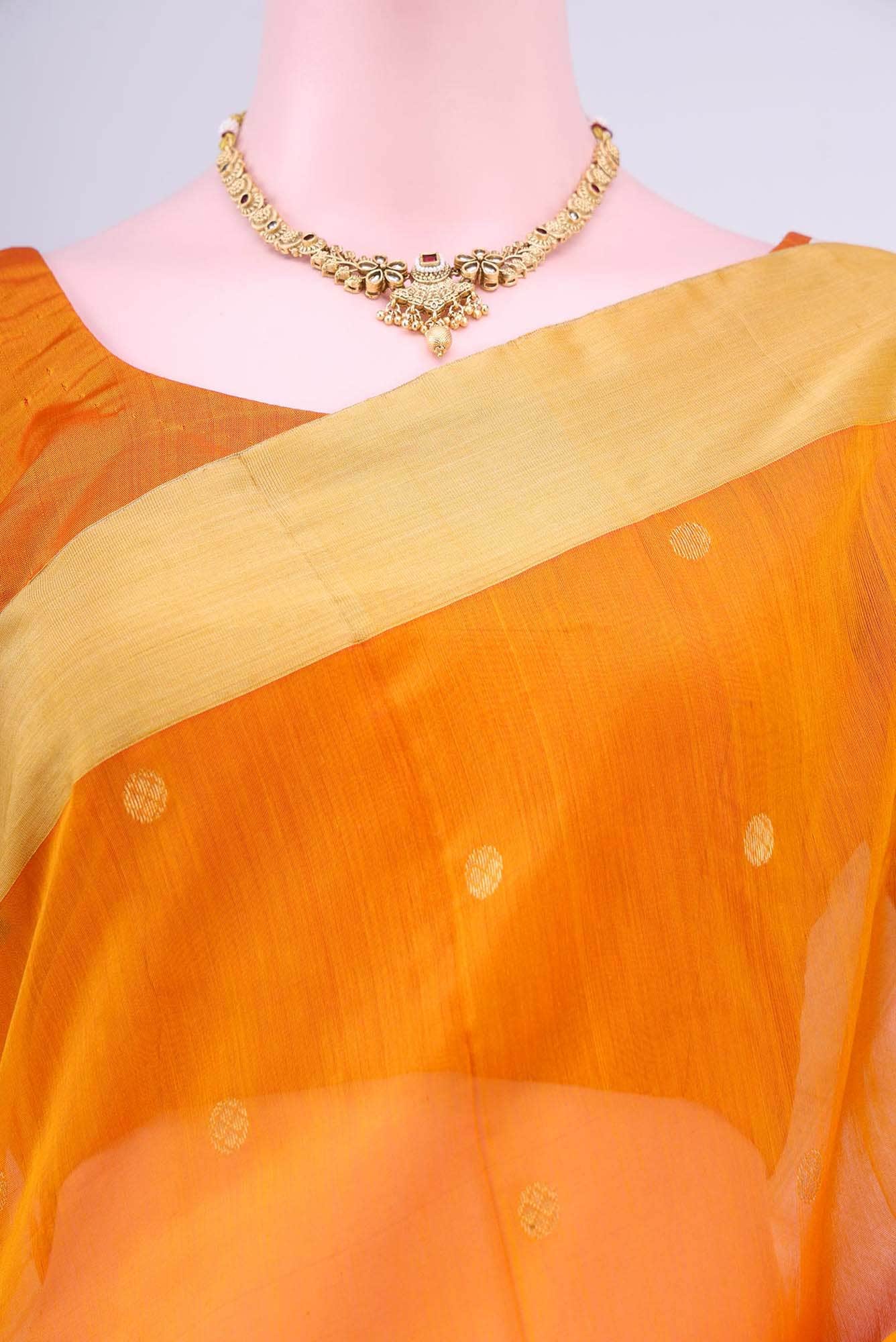 Brick Orange Chanderi Silk Cotton Saree