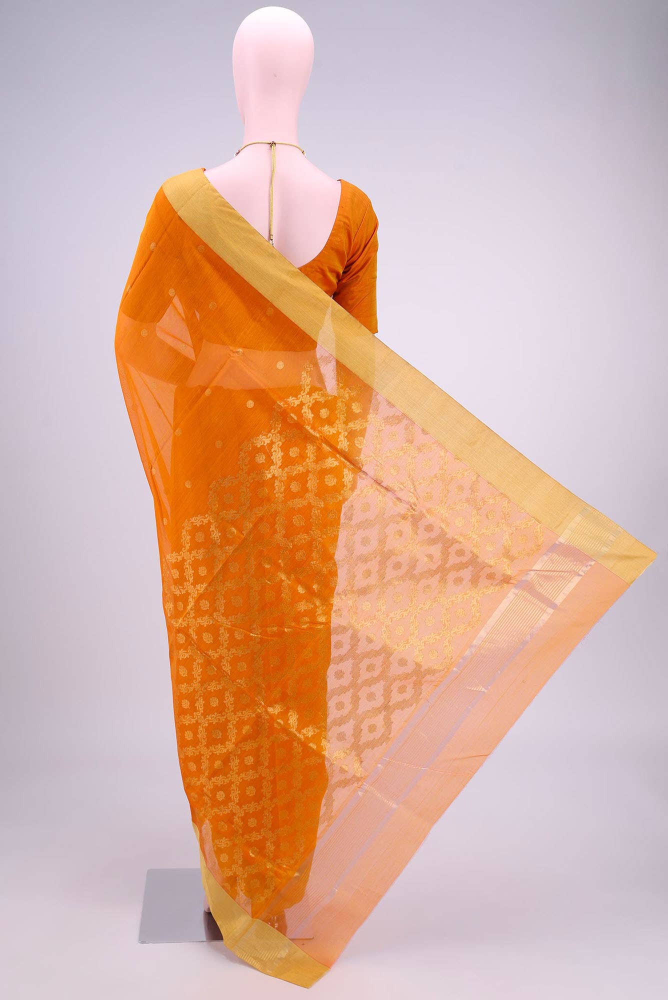 Brick Orange Chanderi Silk Cotton Saree