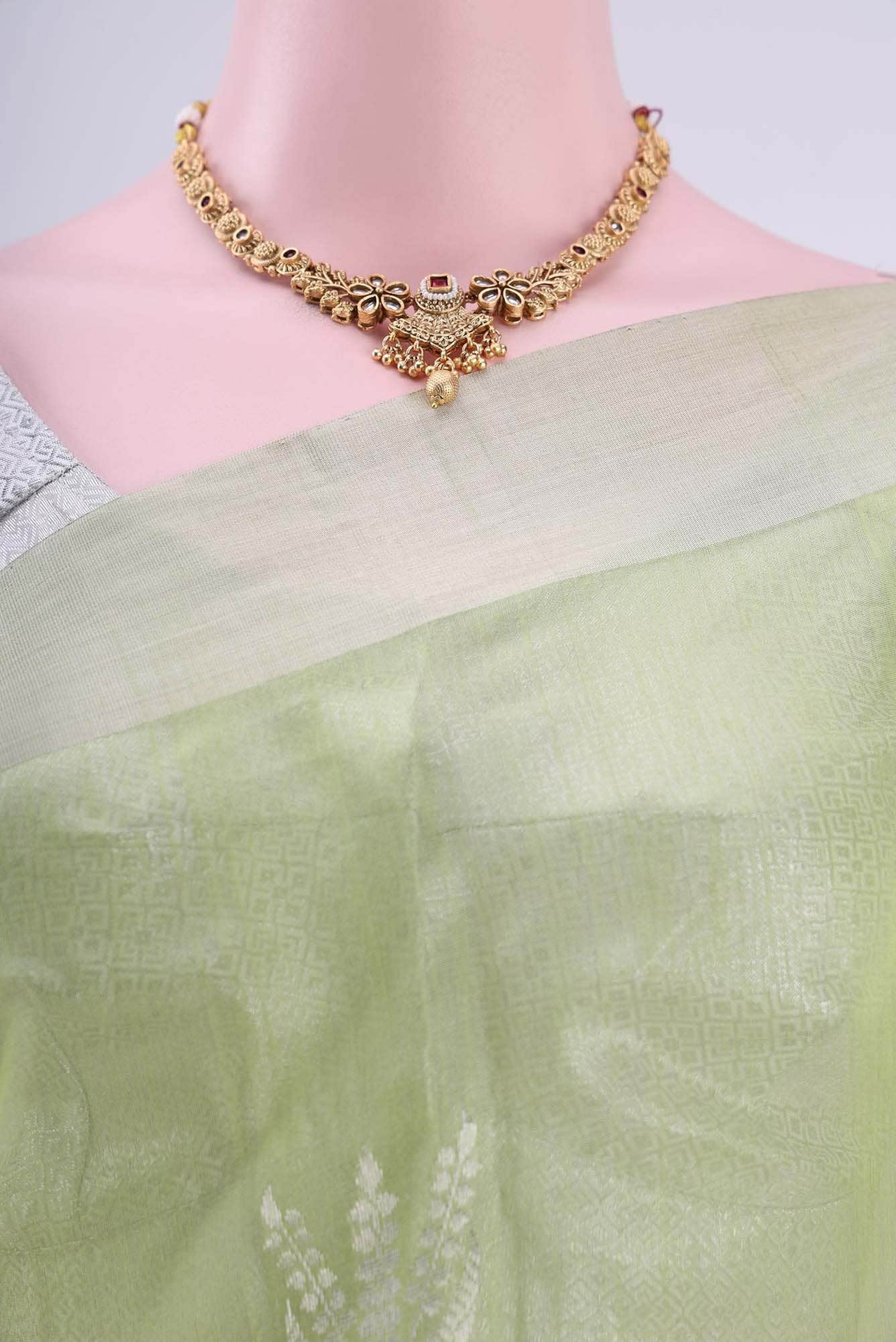 Acid Green Chanderi Silk Saree